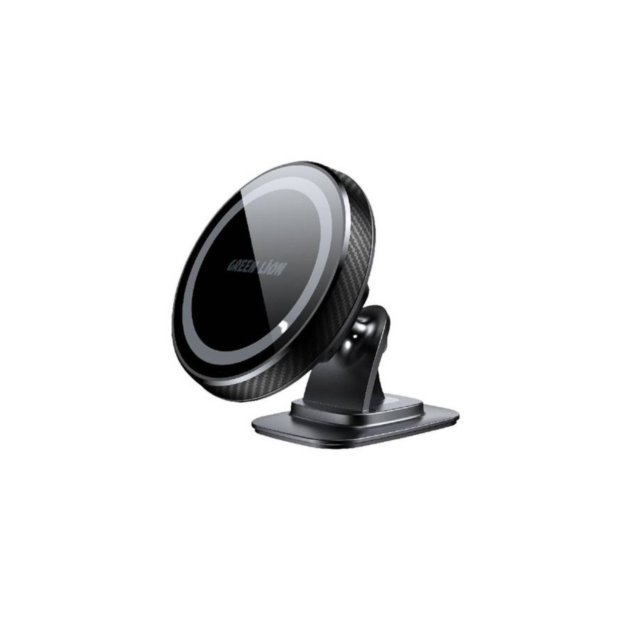 A black magnetic GPS mount holder by Green Lion, designed to securely hold a smartphone in place.