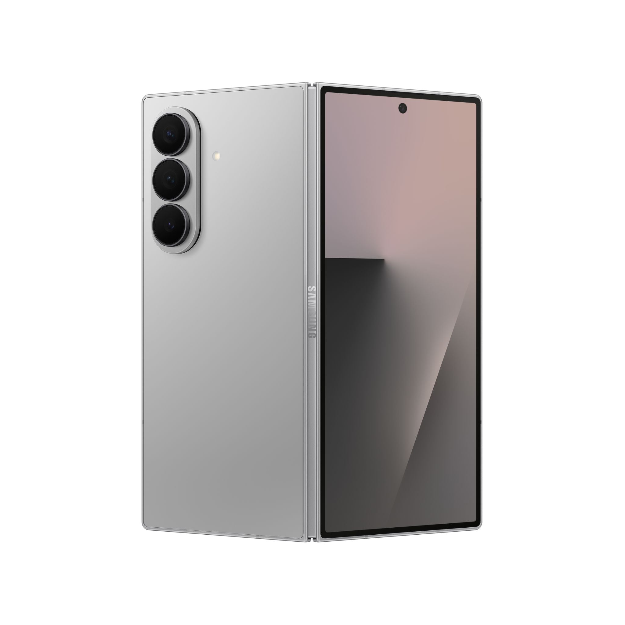 Smartphone with a metallic finish on a white background