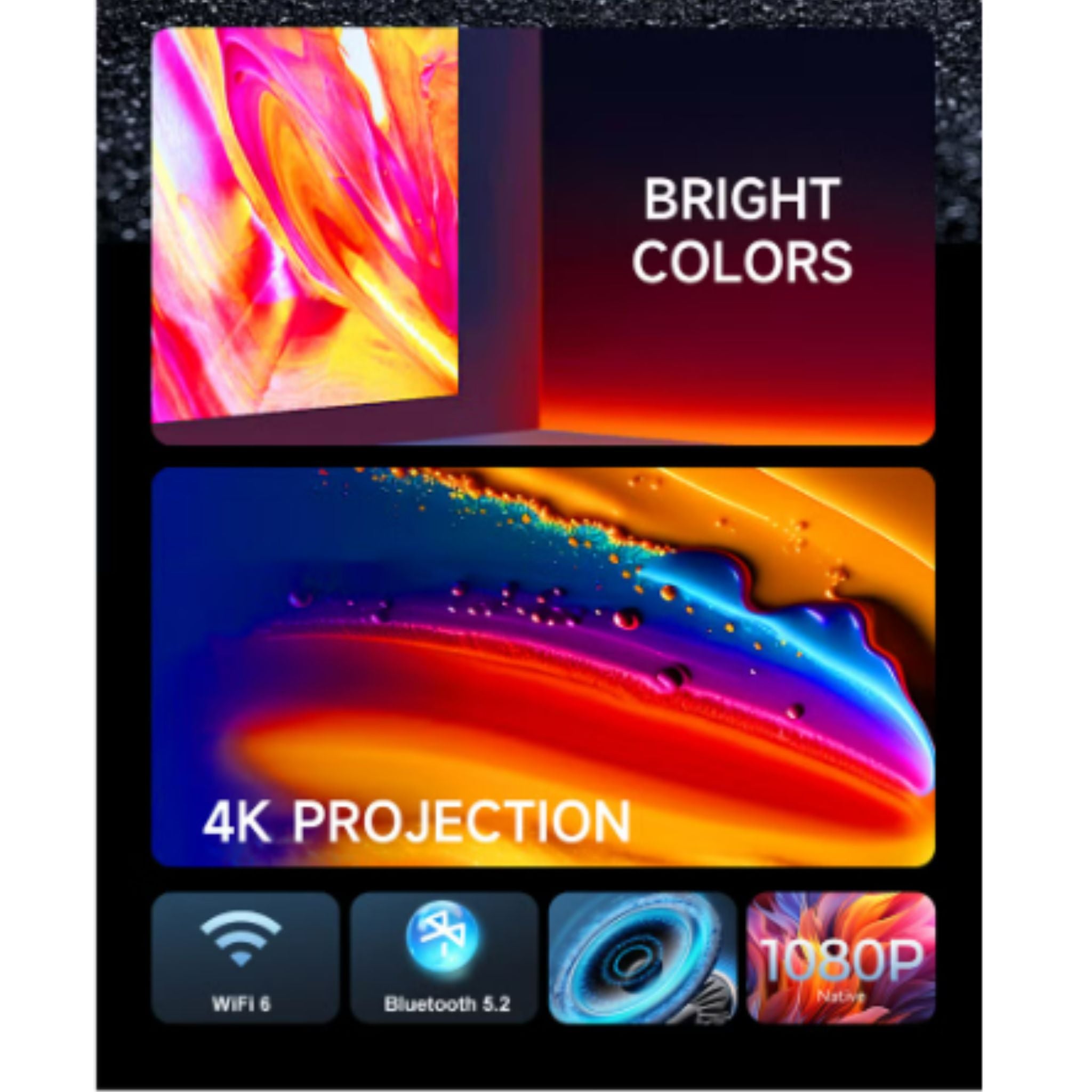 Umiio U30 Super Smart Premium Projector 1080P Full HD, 4K Supported 180° Adjustable Lens, WiFi 6 & Bluetooth, Portable LED Projector for Home Theater & Outdoor Use, HDMI/USB/Audio, Remote Control