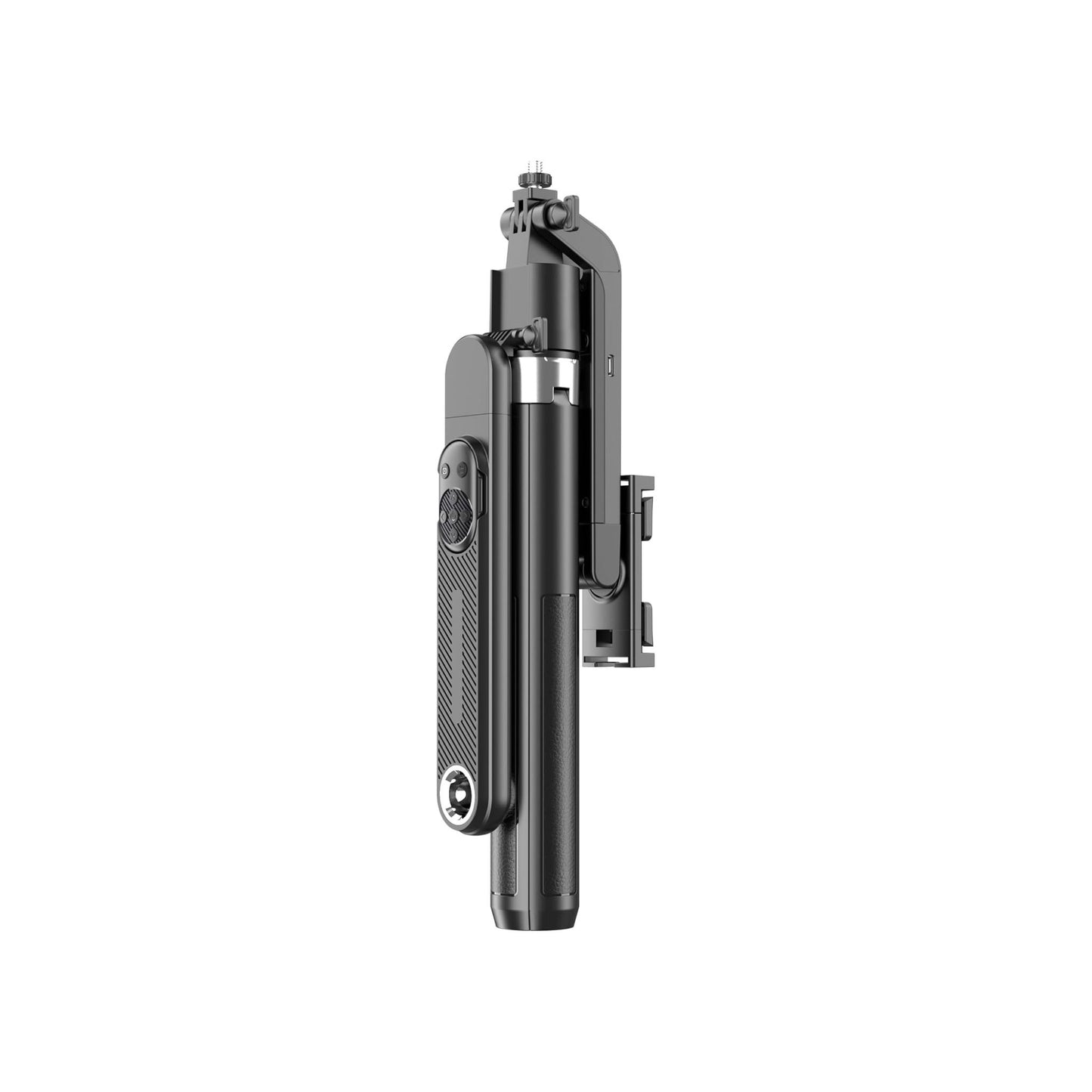 Porodo Integrated Tracking Selfie Stick with Dual Detachable Lights & 4 Leg Tripod, Bluetooth Version 5.2, Stable Quad-Base - Black
