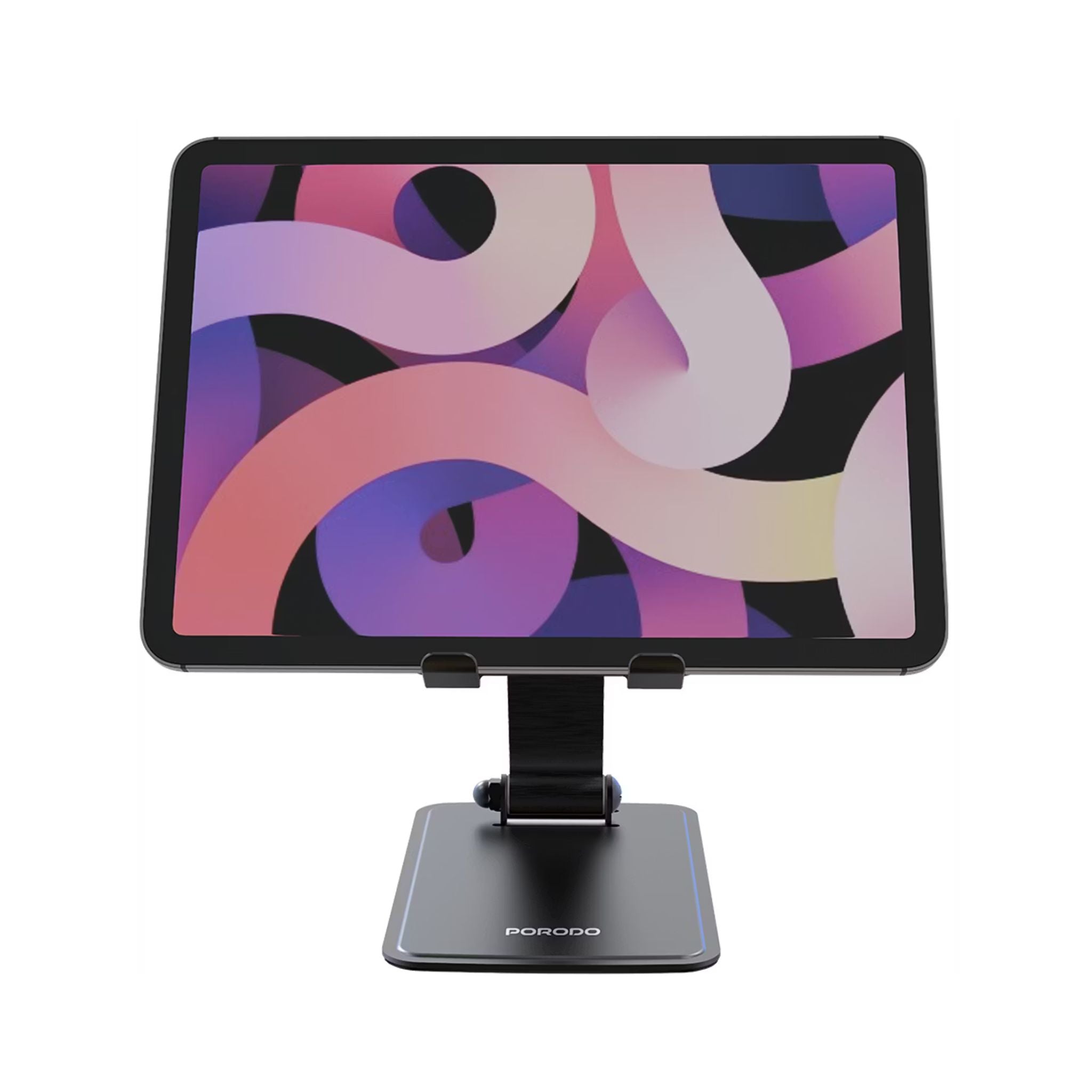 Porodo Foldable Desktop Stand with Anti-Slip Base, 360° Rotation, 4.7-13 Inch Device Compatibility, Adjustable Viewing Angle, Horizontal & Vertical, Universal Compatibility - Gray