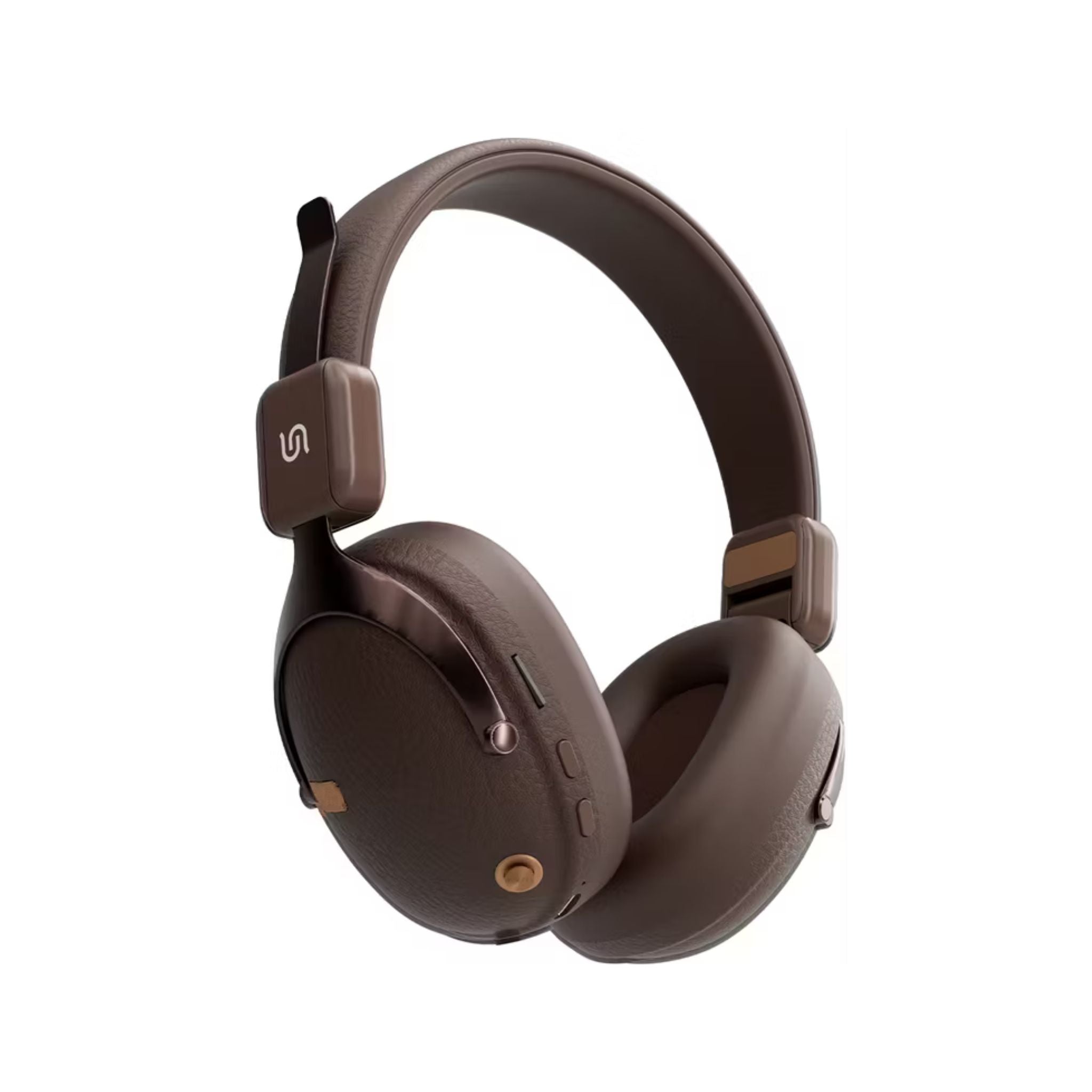 Brown headphones on a white background