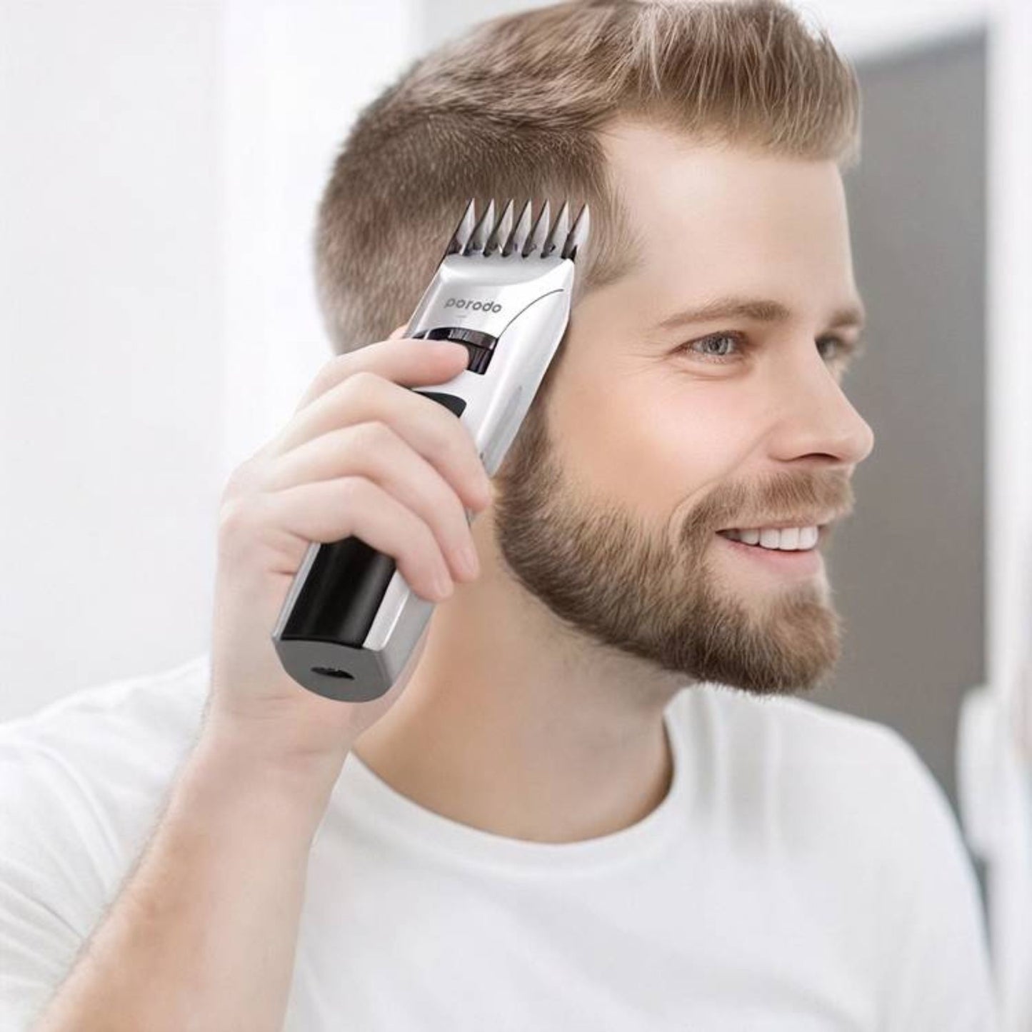 Porodo LifeStyle Rechargeable LED display Hair Clipper With Two Cutting Modes 1200mAh_Grey