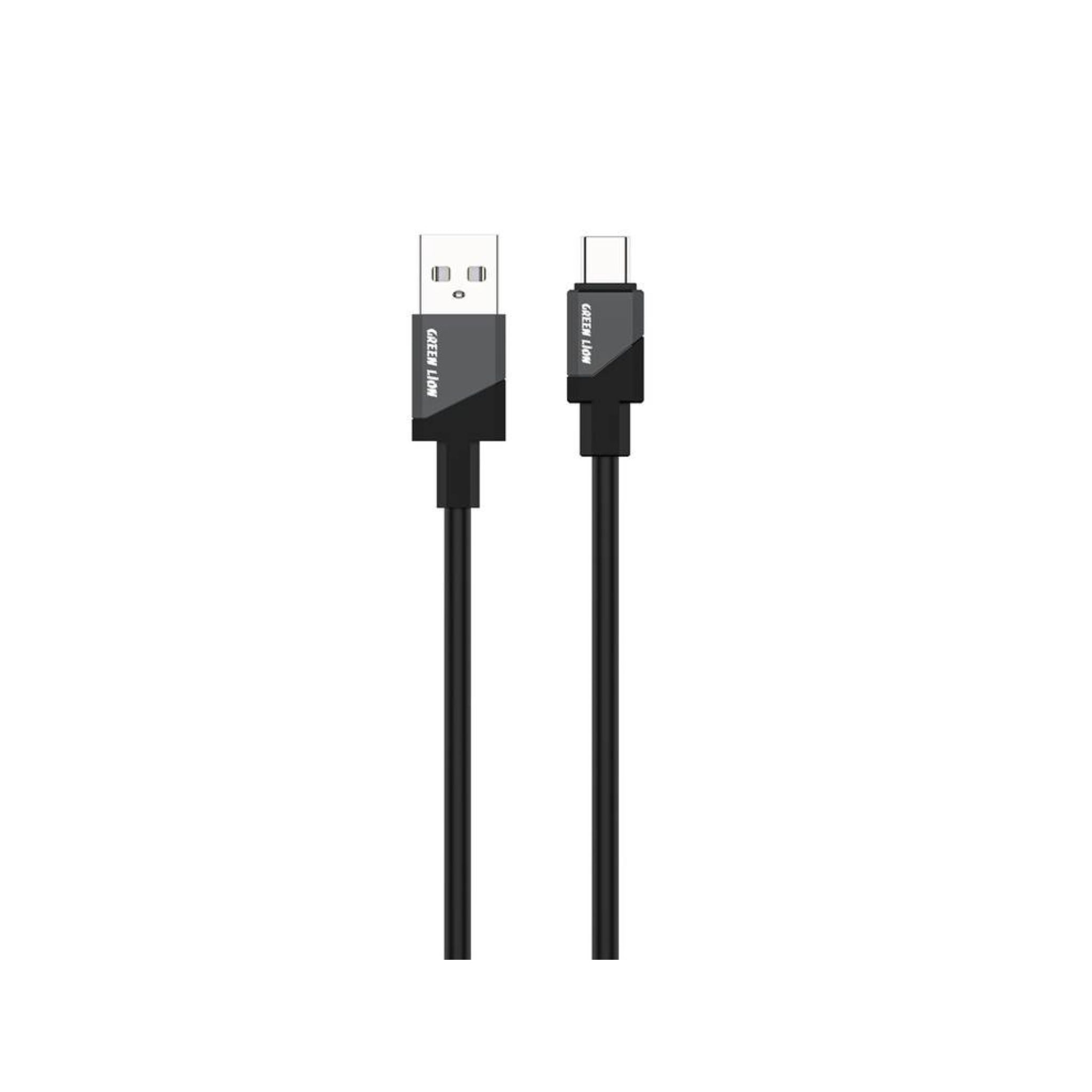 A black silicone USB-A to USB-C cable with aluminum alloy housing.