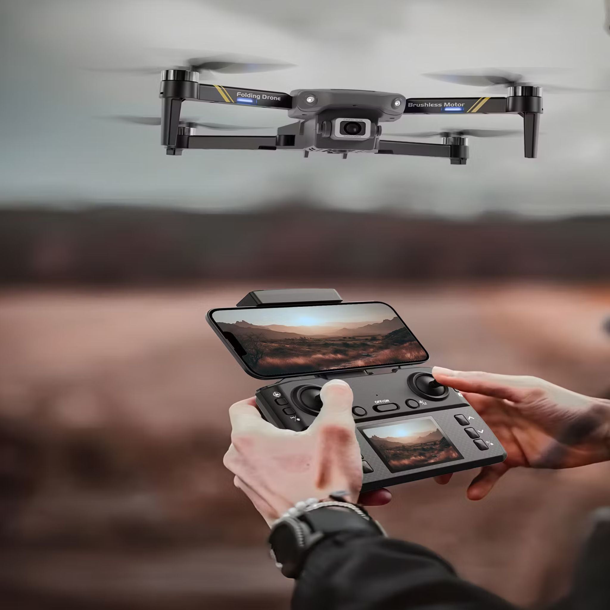 Porodo Aero View Drone with 120m Operational Distance, 360° Flip and Roll, Easy Takeoff & Landing, Up to 12 Minutes Flight Time, 10Km/h Max Speed, 120 Minutes Charging Time - Black