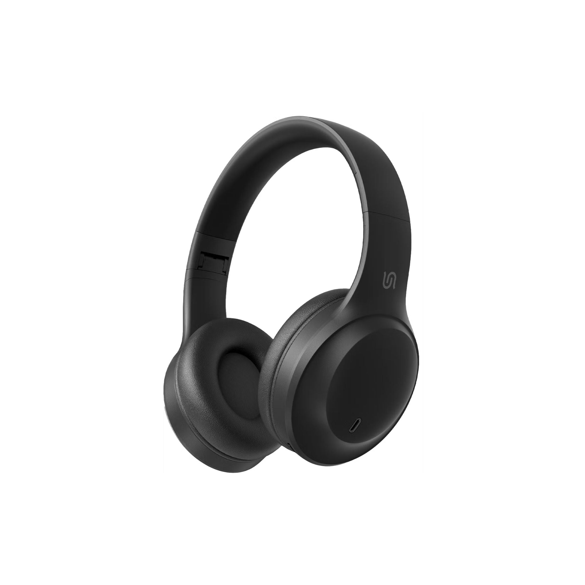 Black over-ear headphones on a white background