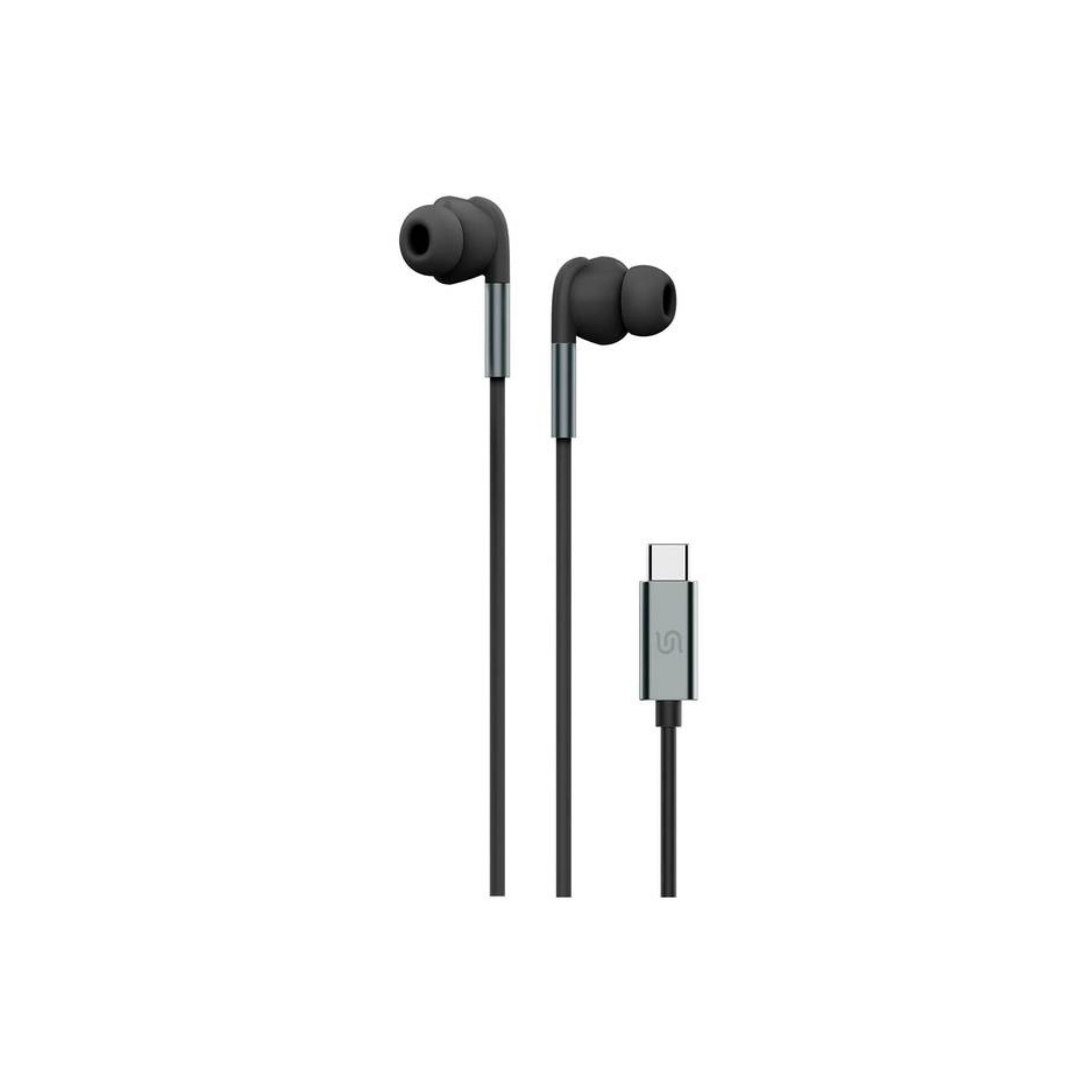 Porodo Soundtec Stereo Earphones, TPE + Metal + ABS Material, Type-C Connection, 1.2m Cable Length, High-Clarity Mic, Crisp Audio - Black