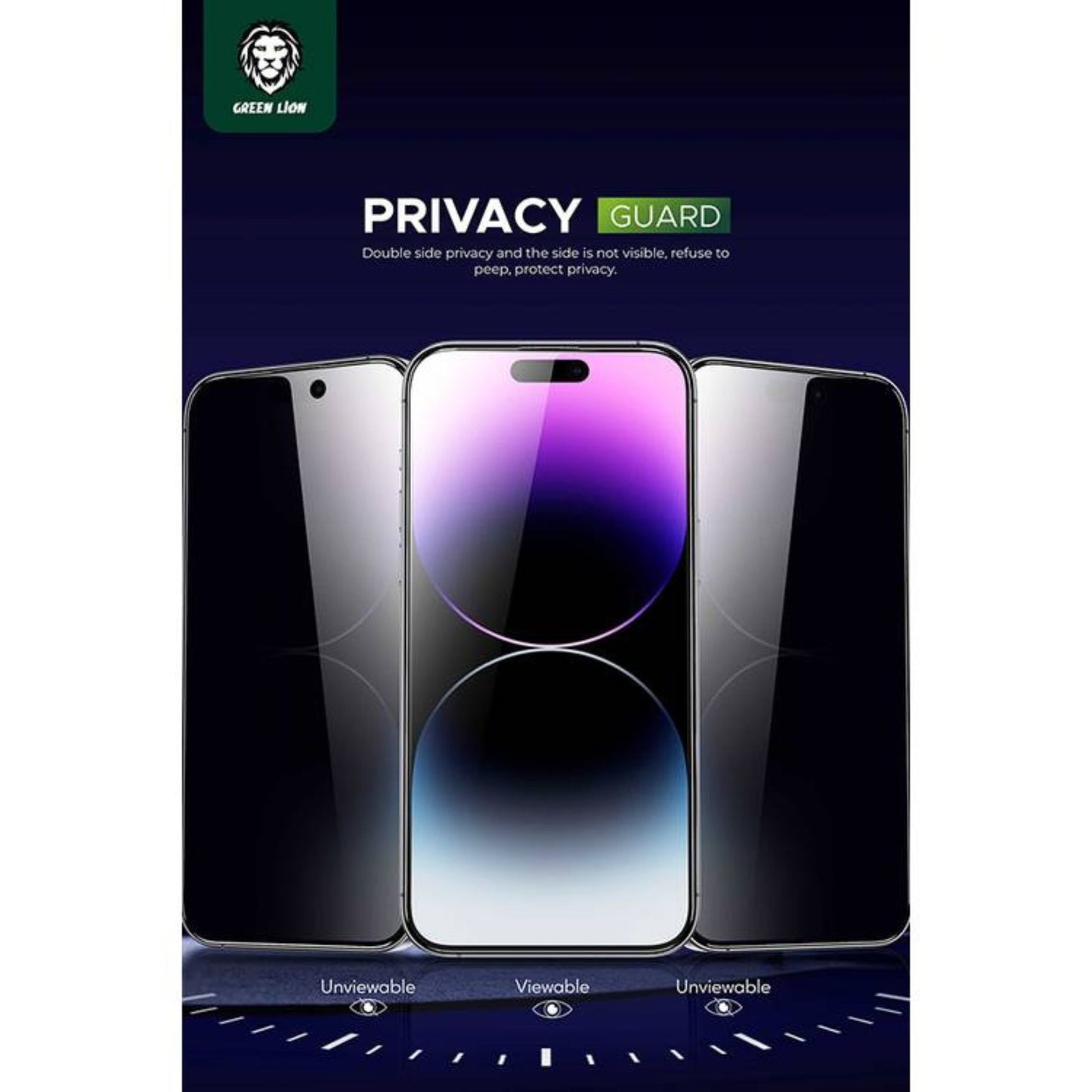 Green Lion 9H Steve Privacy Screen Protector for iPhone 15 Pro, Anti-Peeping for Side View Blocking, Anti-Fingerprint & Anti-Scratch, Grease Resistance, Bubble-Free Installation - Black