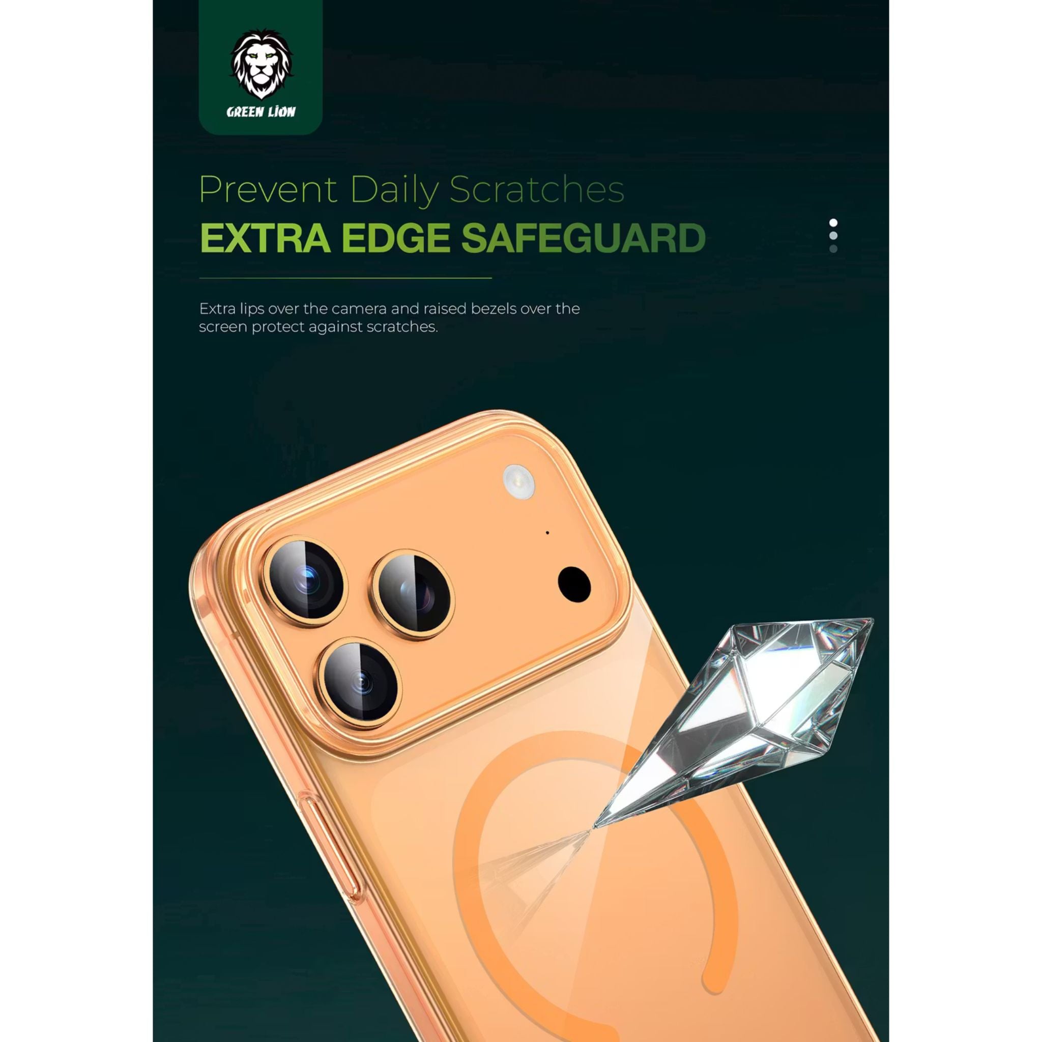 Green Lion MagSafe Delgado Case for iPhone 17 Pro Max, Ultra Drop Protection, Camera Protection, Ultra HD Clarity, Anti-Fingerprint, Anti Scratch, Slim Fit - Orange Titanium
