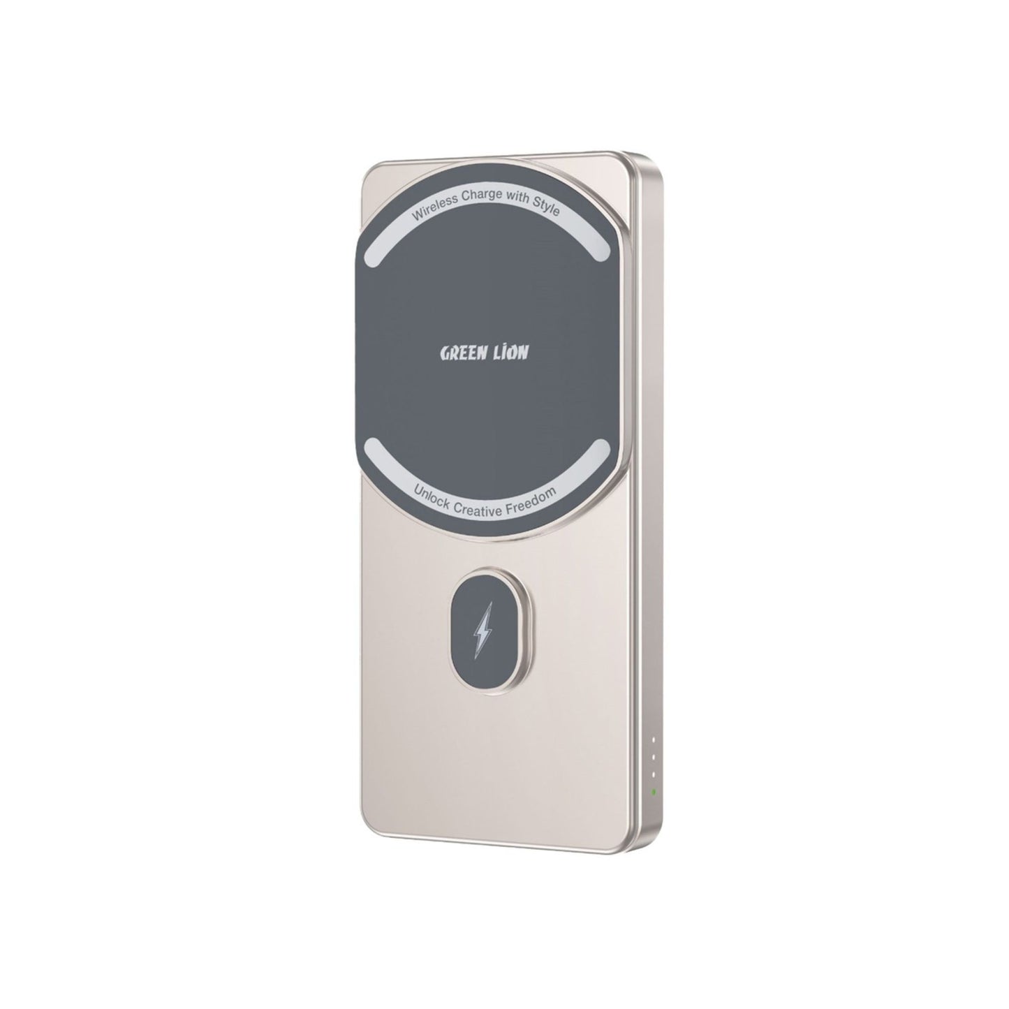 Green Lion 5000mAh Milton Powerbank, 15W Wireless Charging, Strong Magnetic, Pure cobalt Battery, Smart Chip - Titanium