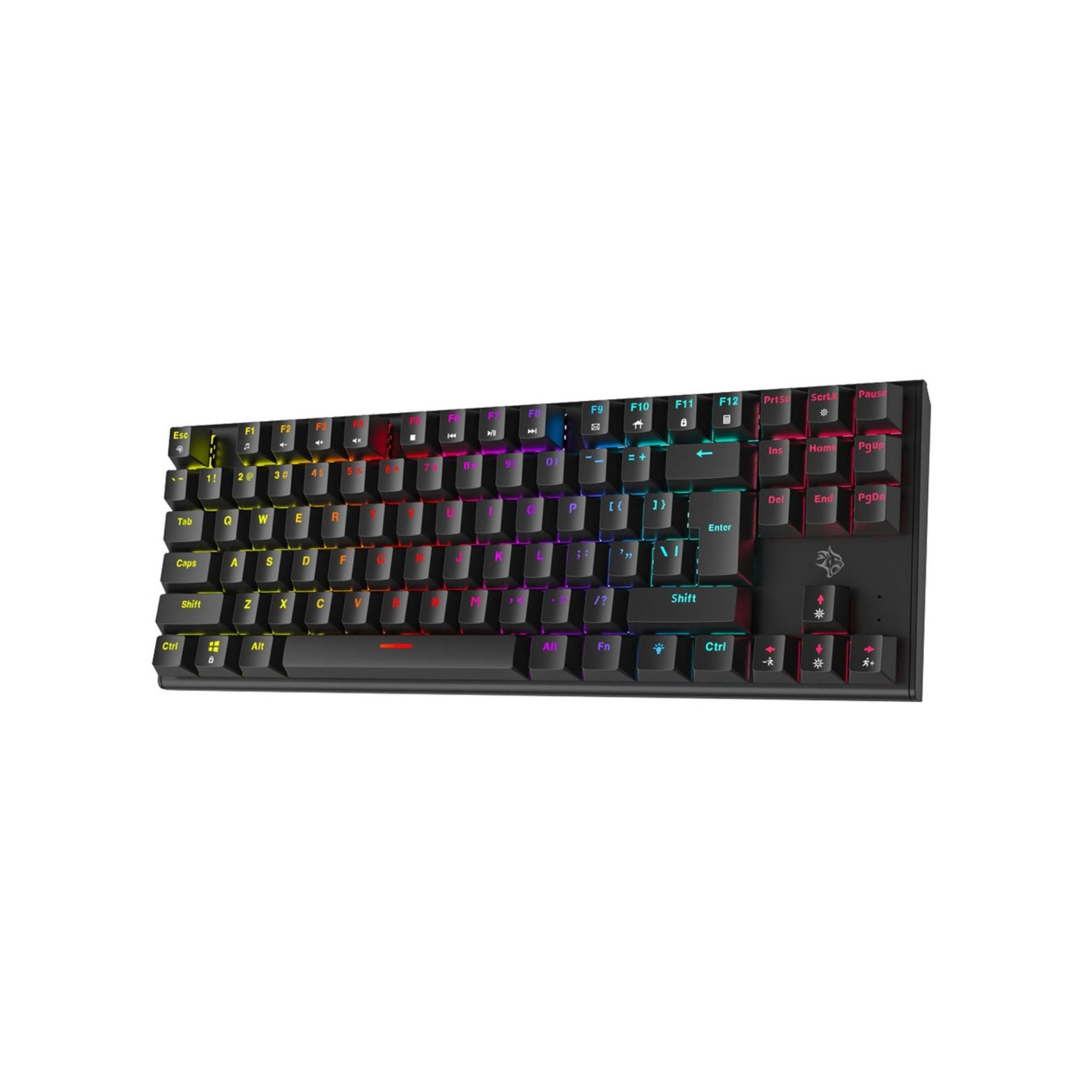 Porodo Gaming TKL Mechanical Keyboard with 12 RGB Light Modes, 25 Anti-Ghosting Keys, 50 Million Clicks Lifespan, 1.5m PVC Cable, Plug & Play, English & Arabic Keys - Black
