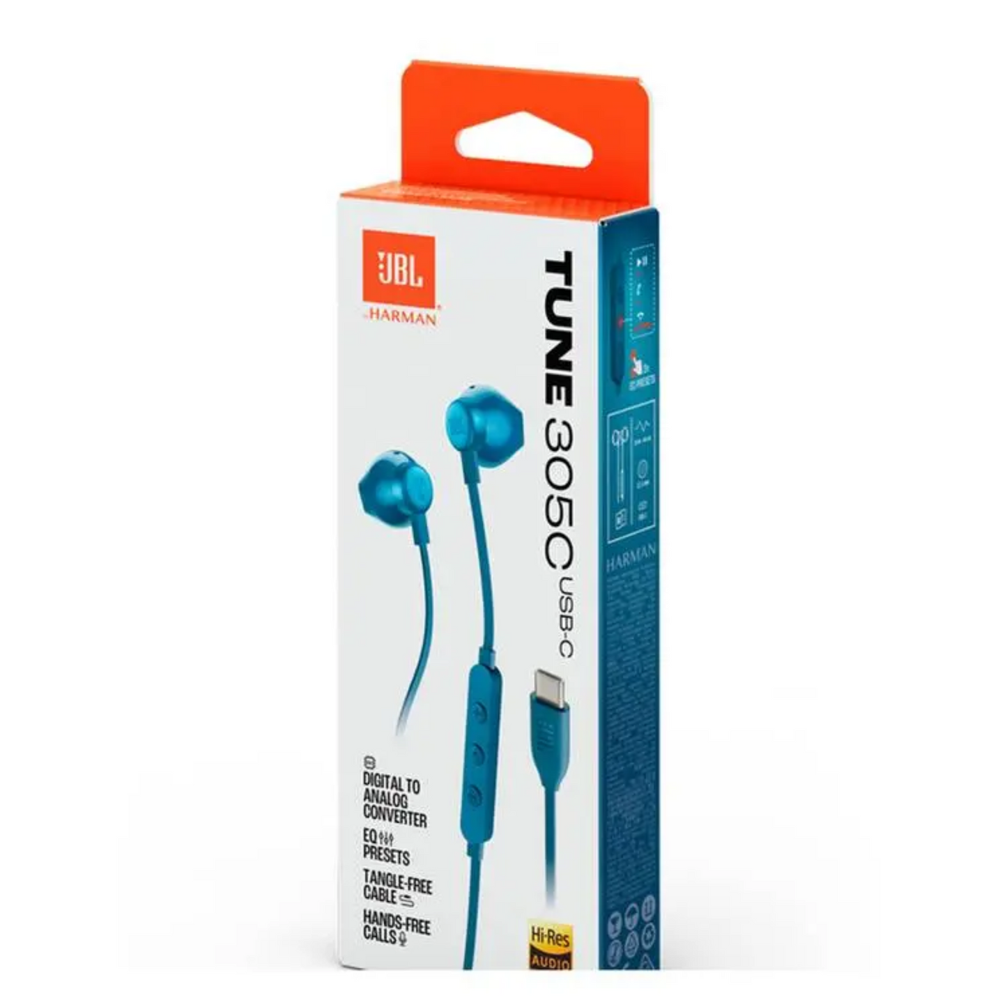 JBL Tune 305C USB-C Wired In-Ear Hi-Res Headphones - Blue
