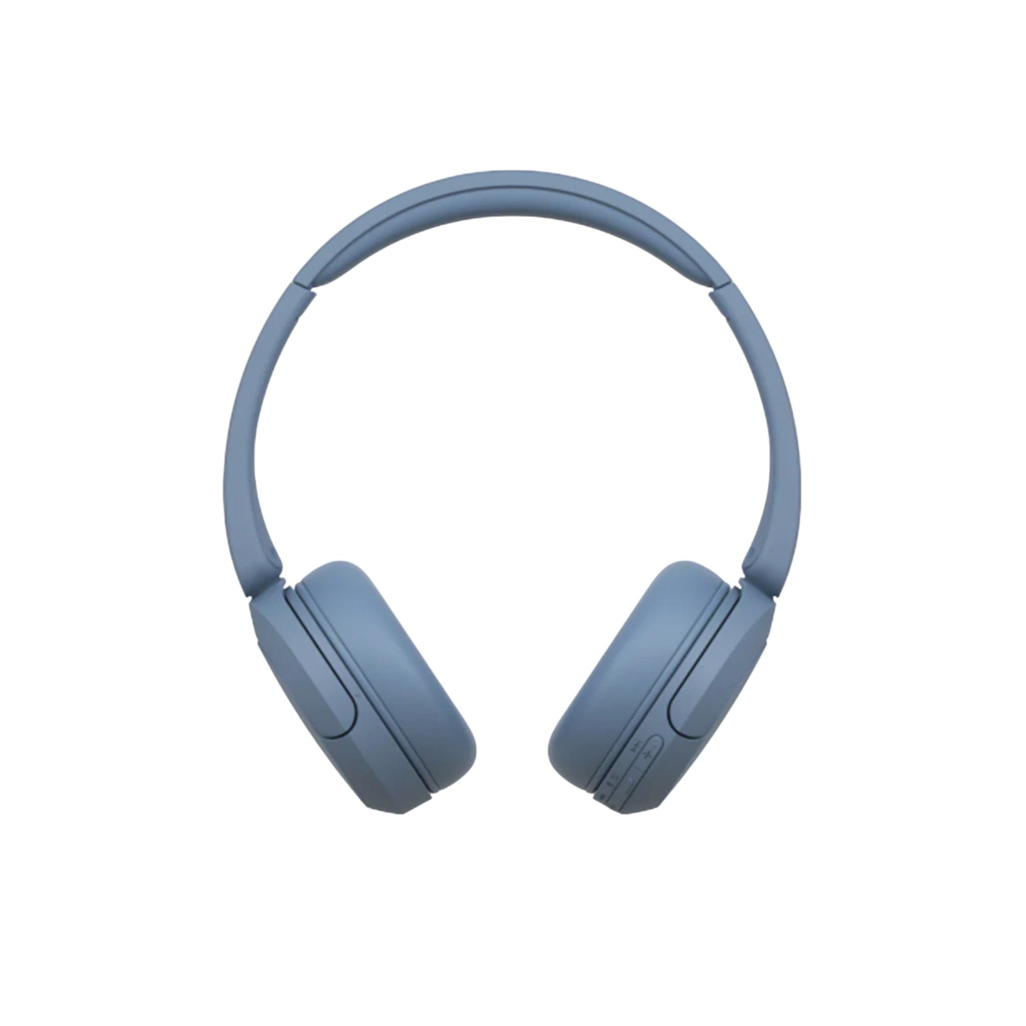 Sony WH-CH520 wireless on-ear headphones in blue color, with a charging case.