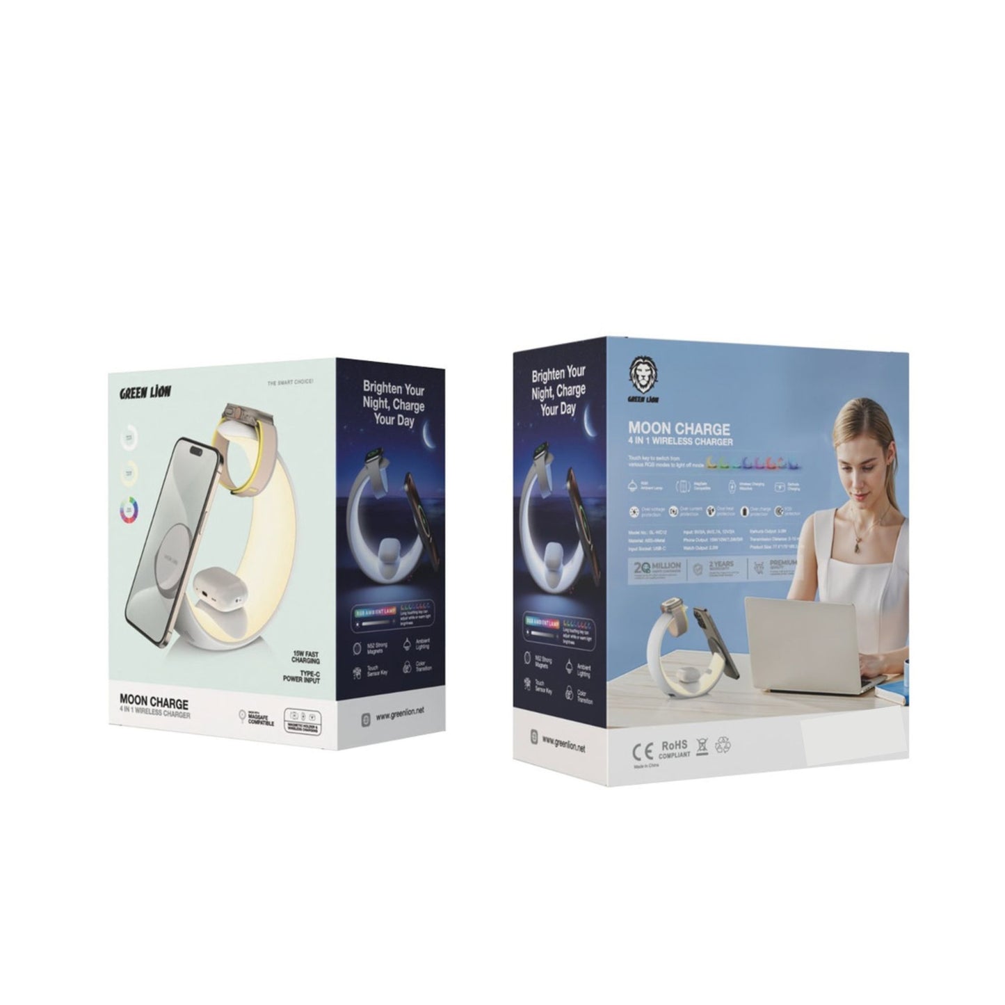 Green Lion Moon Charge 4 in 1 Wireless Charger - White
