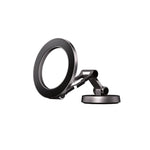 A grey Green Lion MagSnap Car Phone Holder with a 360-degree swivel design, made of zinc alloy and featuring a strong magnetic grip.