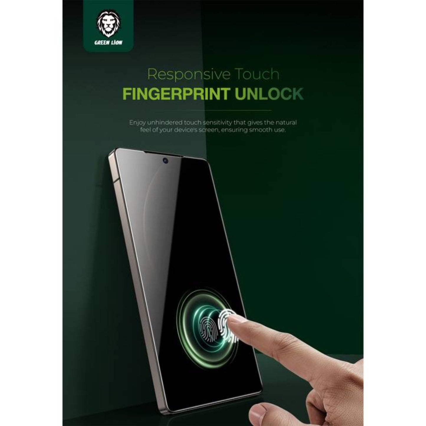 Green Lion 9H Privacy Shield Glass for Samsung S25 Ultra with Fingerprint Unlock, Anti Scratch, Bubble Free, Shockproof, Responsive Touch, Easy Installation - Privacy
