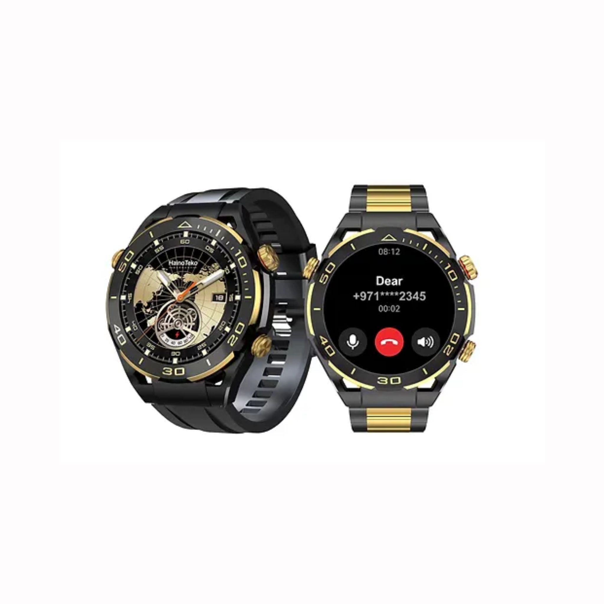 Haino Teko Germany RW-42 Round Shape Large Screen AMOLED Display Smart Watch With 2 Pair Straps and Wireless Charger For Men's and Boys