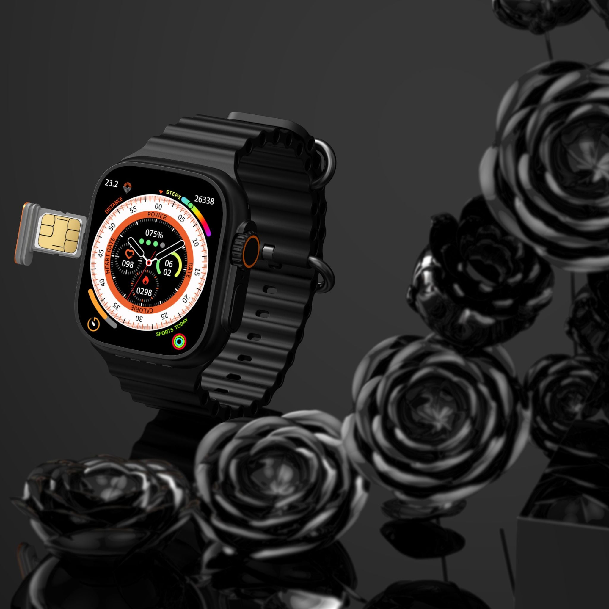 Telzeal Germany TC5G Smartwatch with 2.2" Full-Screen Display – Black