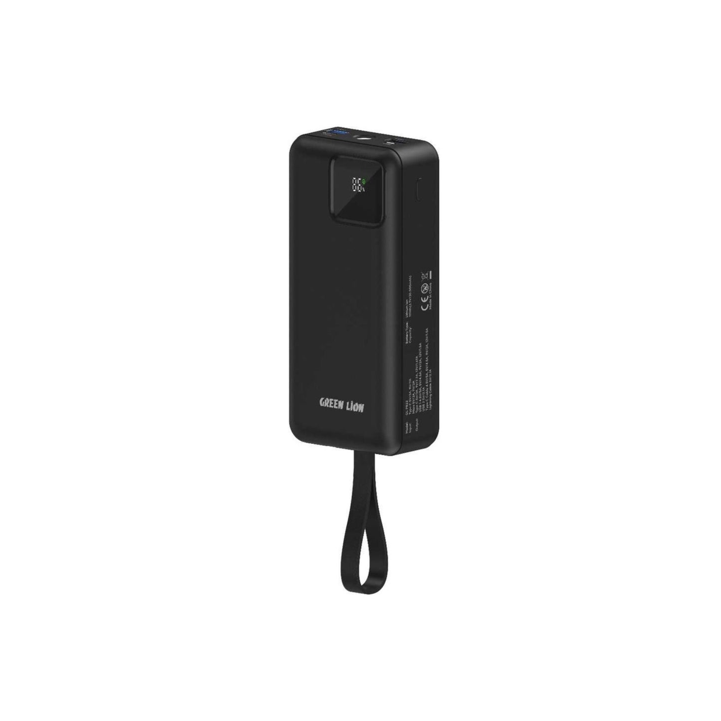 Green Lion Power Tank Power Bank 30000mAh PD 22.5W with Fast Charging Cable - Black