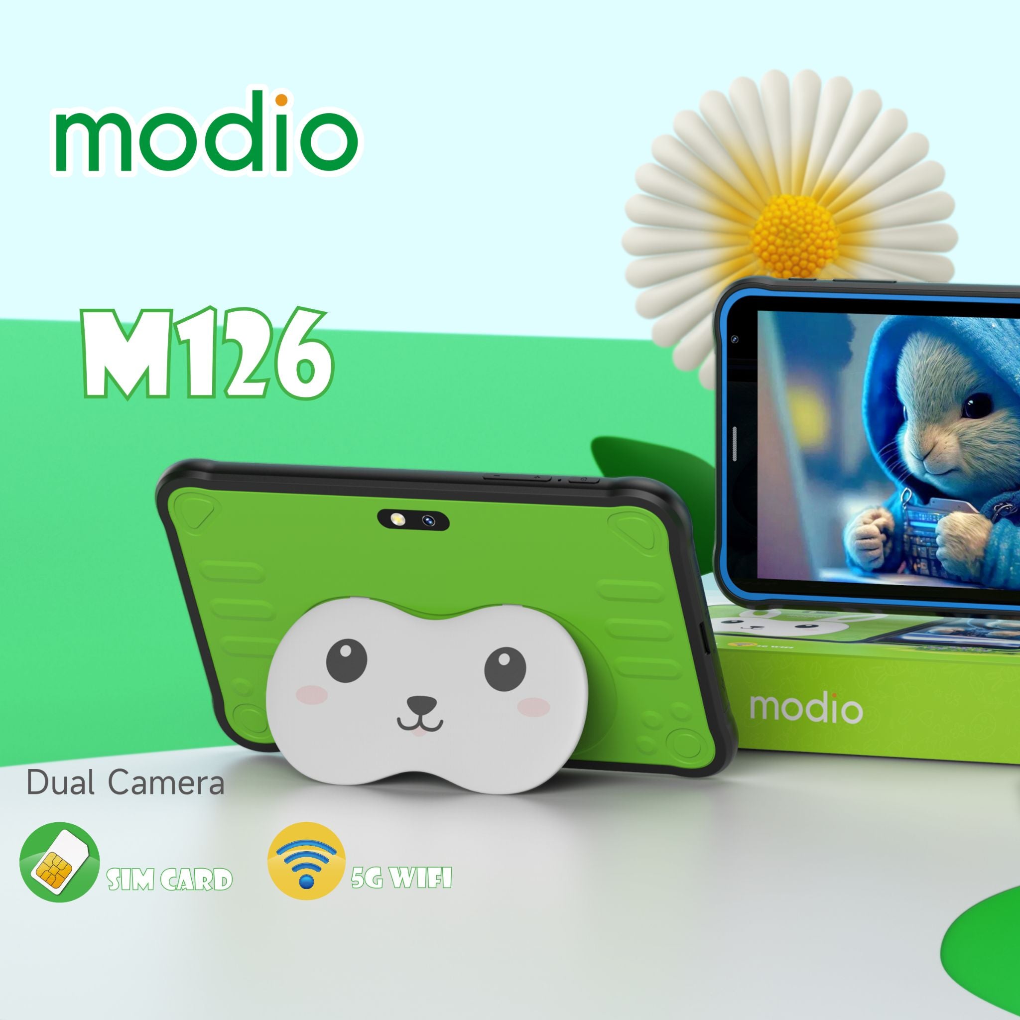 Modio M126 5G Android Tablet – 8" Display, 6GB RAM, 256GB ROM, Dual Cameras, High-Performance, Portable, User-Friendly- Black