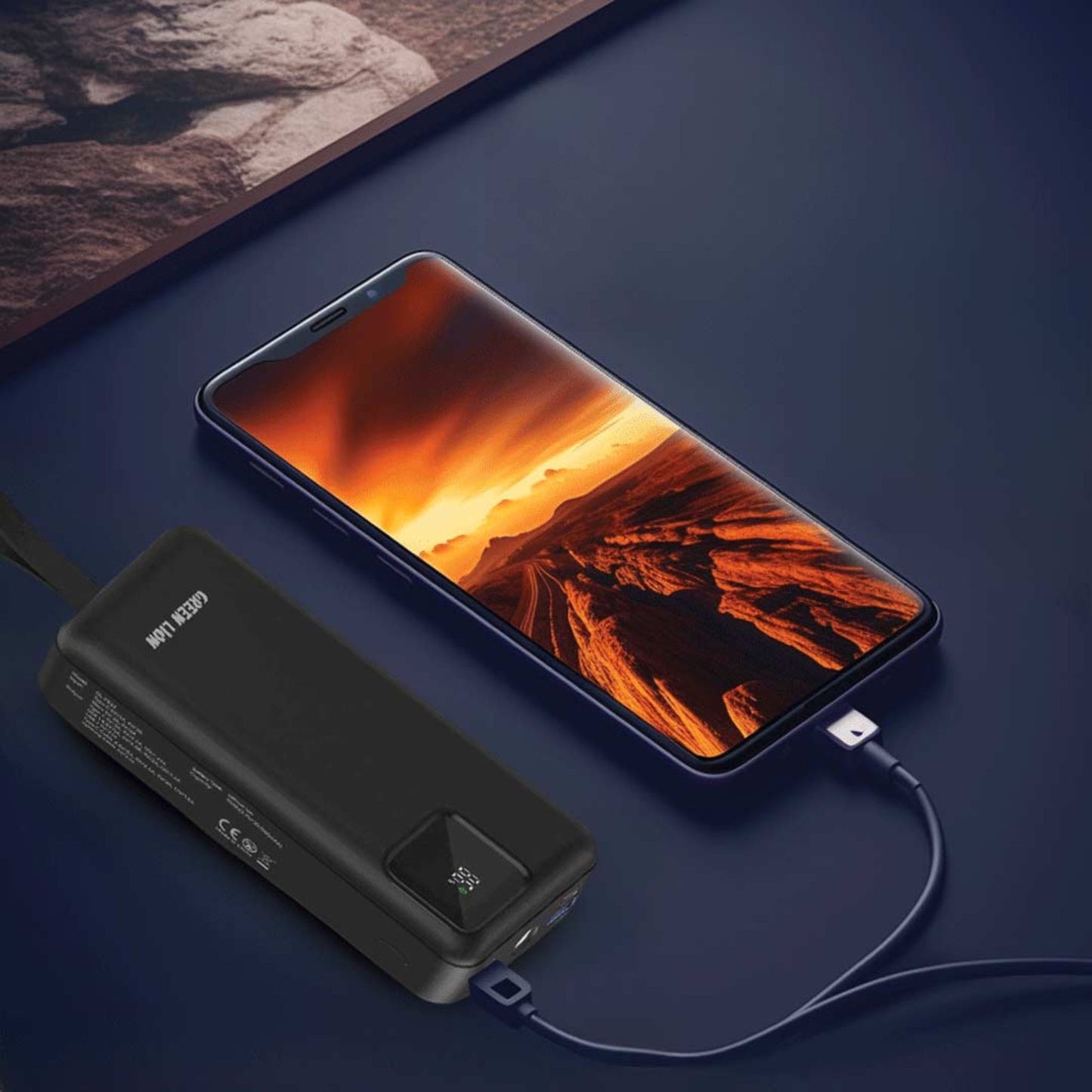 Green Lion Power Tank Power Bank 30000mAh PD 22.5W with Fast Charging Cable - Black