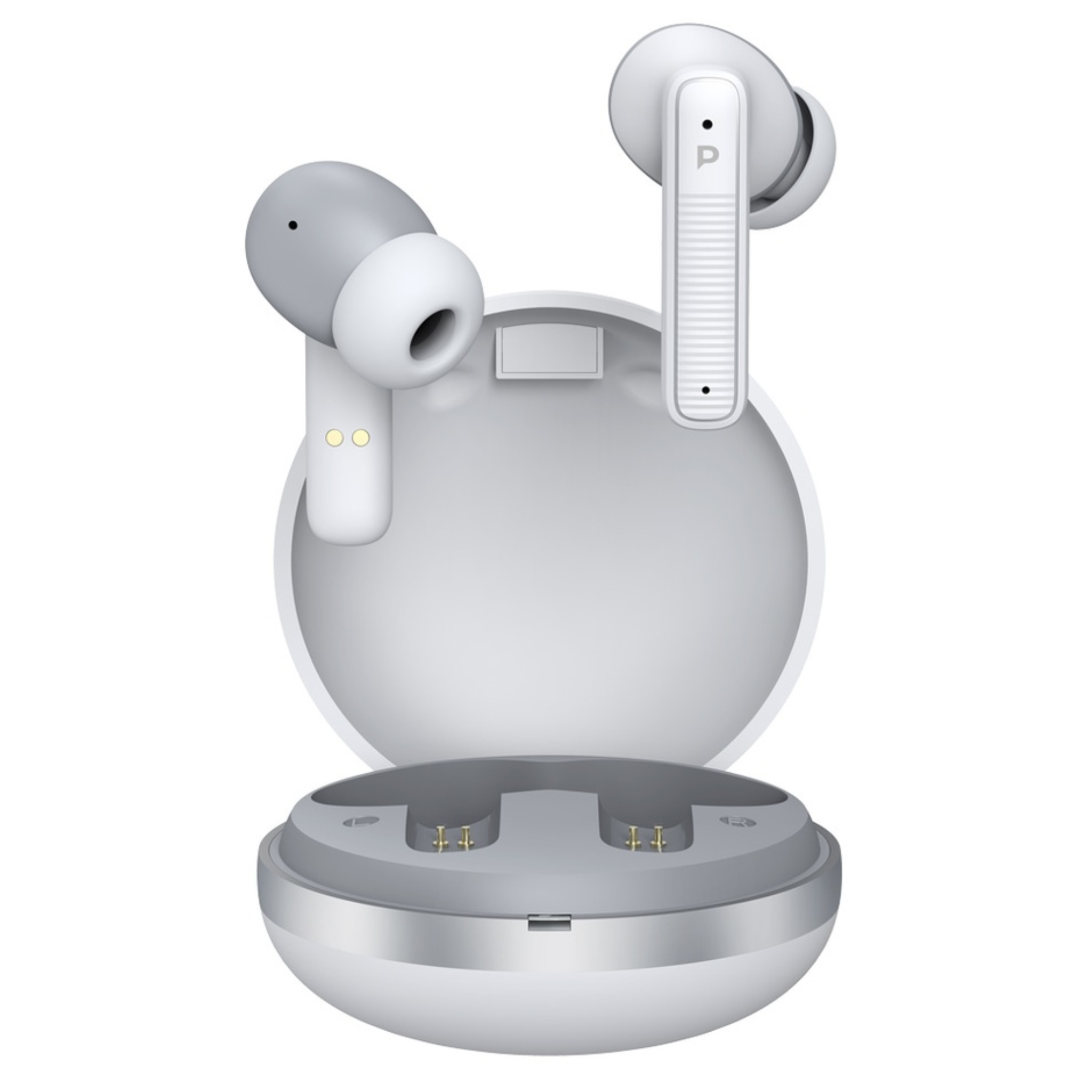 Powerology TWS Earbuds with Quad Mic ENC, 6h Playtime, Bluetooth 5.3, 30minutes Charging Time, 10m Transmission Distance, Type-C Port, Smart Touch Control, Wireless Charging - White