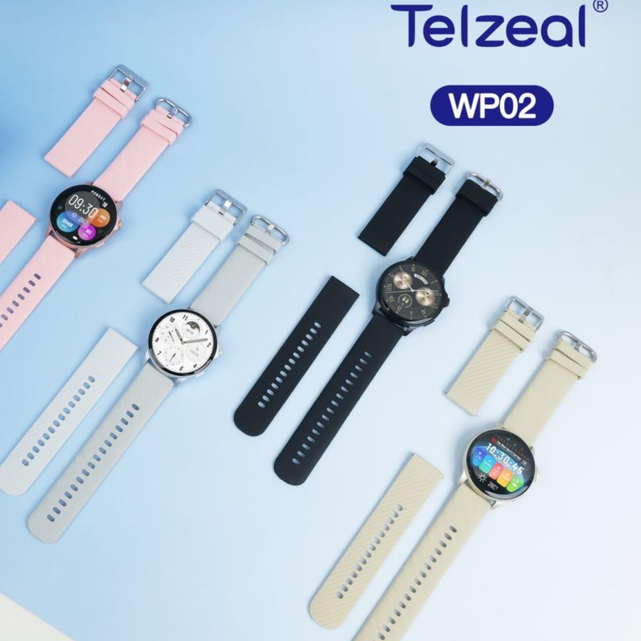TELZEAL WP02 Smart Watches With Waterproof -Gold
