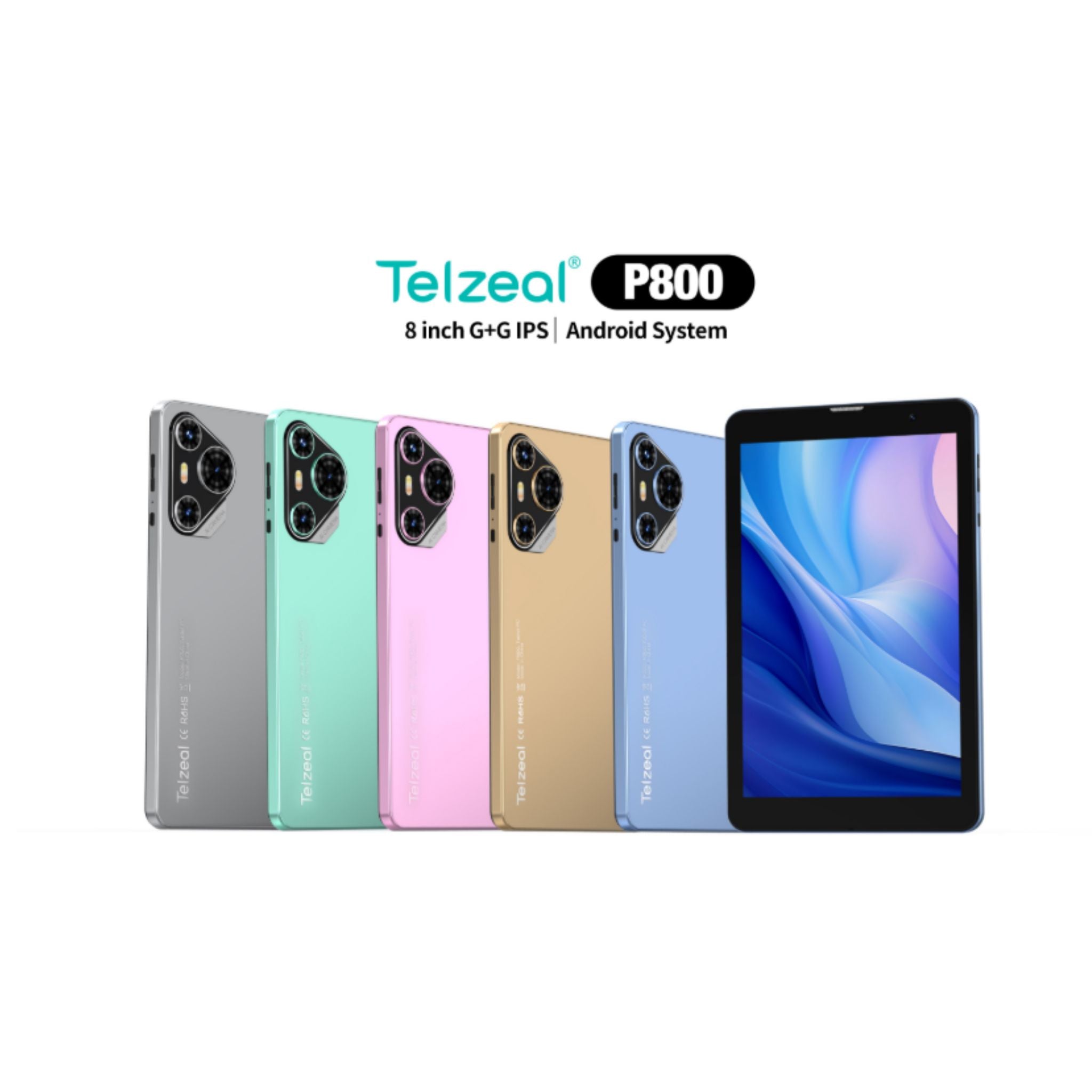Telzeal P800 Tablet 8 Inch Android 13 Tablet with Dual SIM 6GB RAM 256GB ROM 5G WiFi 5000mAh Battery and Wireless Keyboard -Green