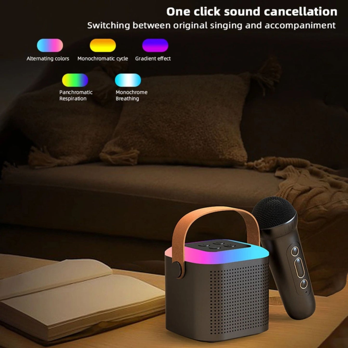 Mini Single/Double Microphone Wireless Speaker Multi-Purpose Singing Audios Machine For Home Outdoor Black 1 Microphone