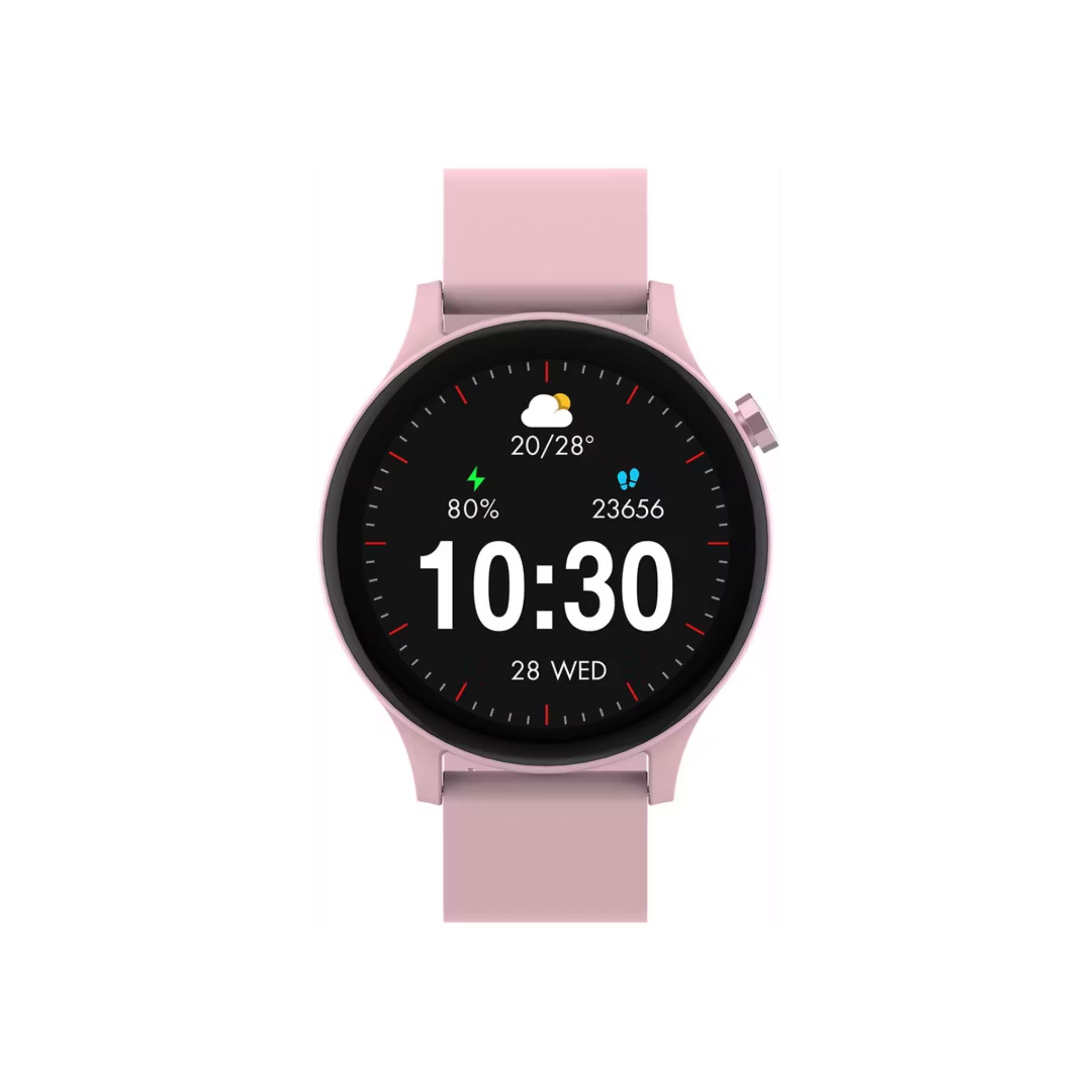 Porodo Essential Pulse Smart Watch with 1.38" HD Display, 128 Sports Modes, Bluetooth 5.4, 210mAh Battery, Up to 4 Days Usage, 12 Days Standby, 2.5H Charging Time, Heart Rate Monitor, Weather Forecast, iOS 12+ & Android 8.0+ Compatible – Pink