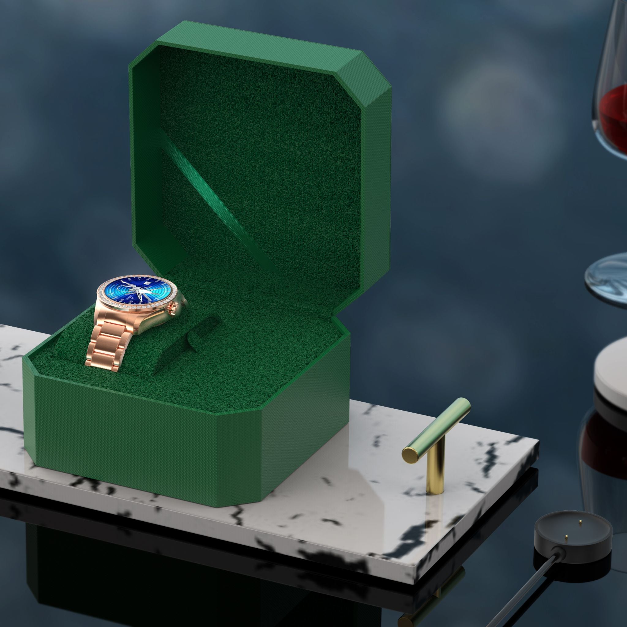 Telzeal Germany LOLA 1 Ladies Smart Watch Round Shape AMOLED Display and Wireless Charger- Gold