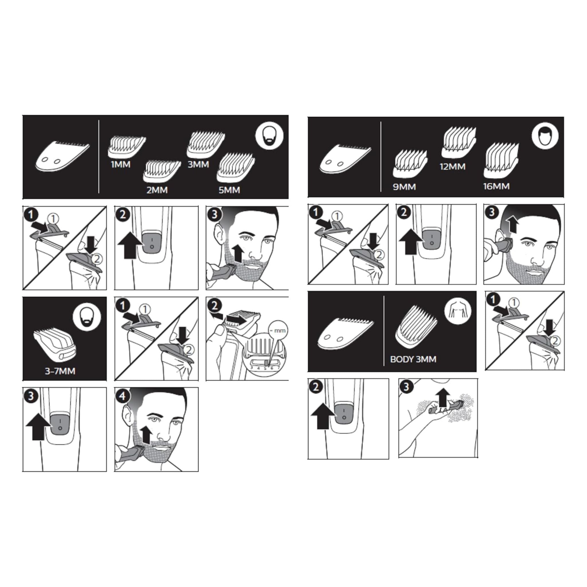 PHILIPS Multigroom Series 3000 for Face, 6-in-1 Grooming Kit for beard, moustache, nose & ear hair, cordless, 60 min runtime, 16h full charging time,Black