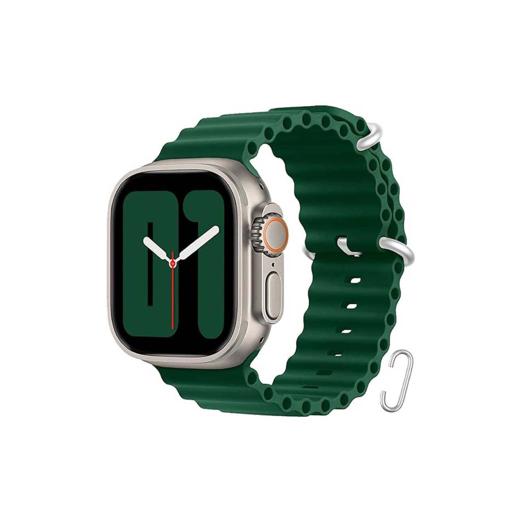 Smartwatch with a green band on a white background