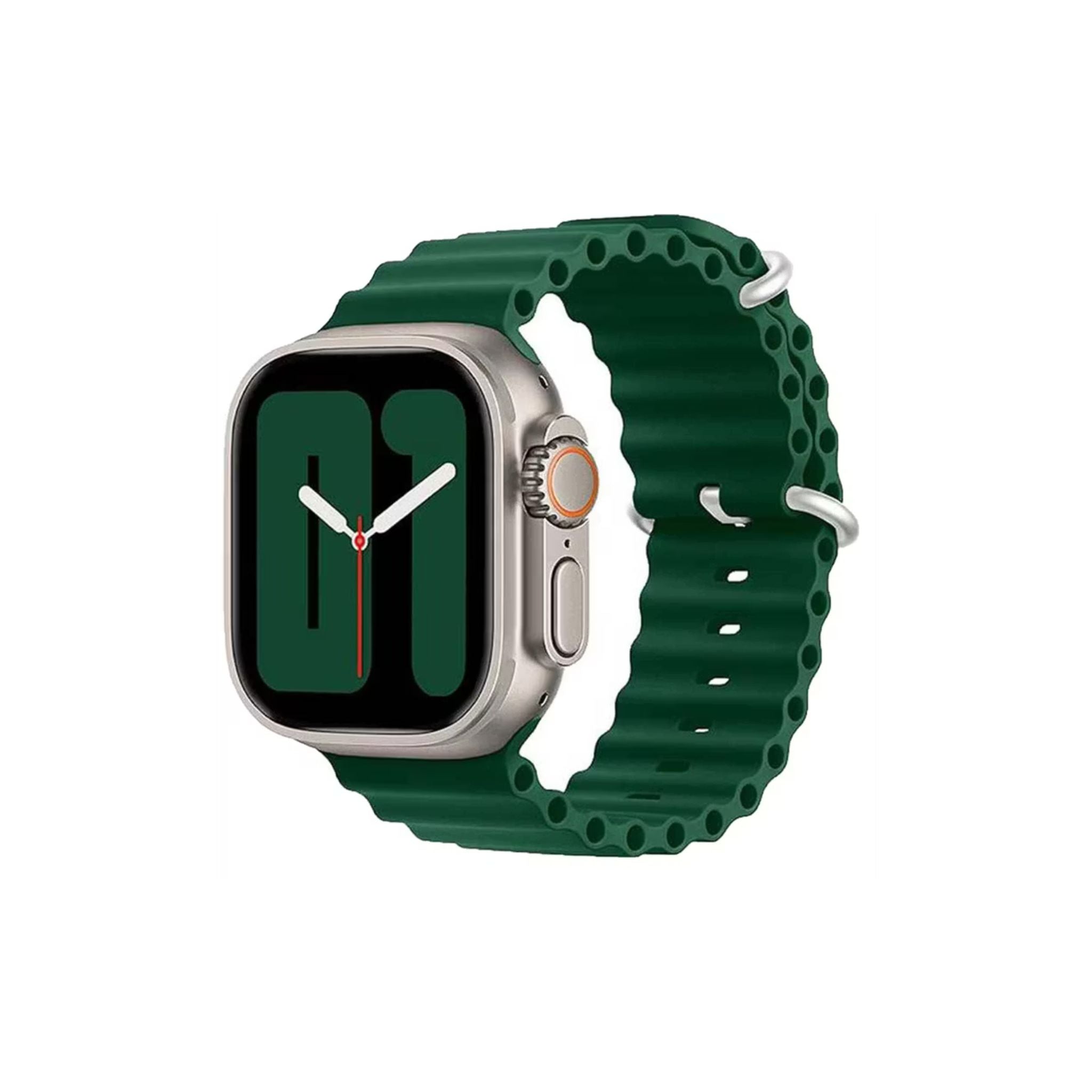 Green Lion Felex Silicone Watch Band for Apple Watch 42/44/45/49mm, Comfortable & Breathable Fit, Premium Material, Easy Installation - Green