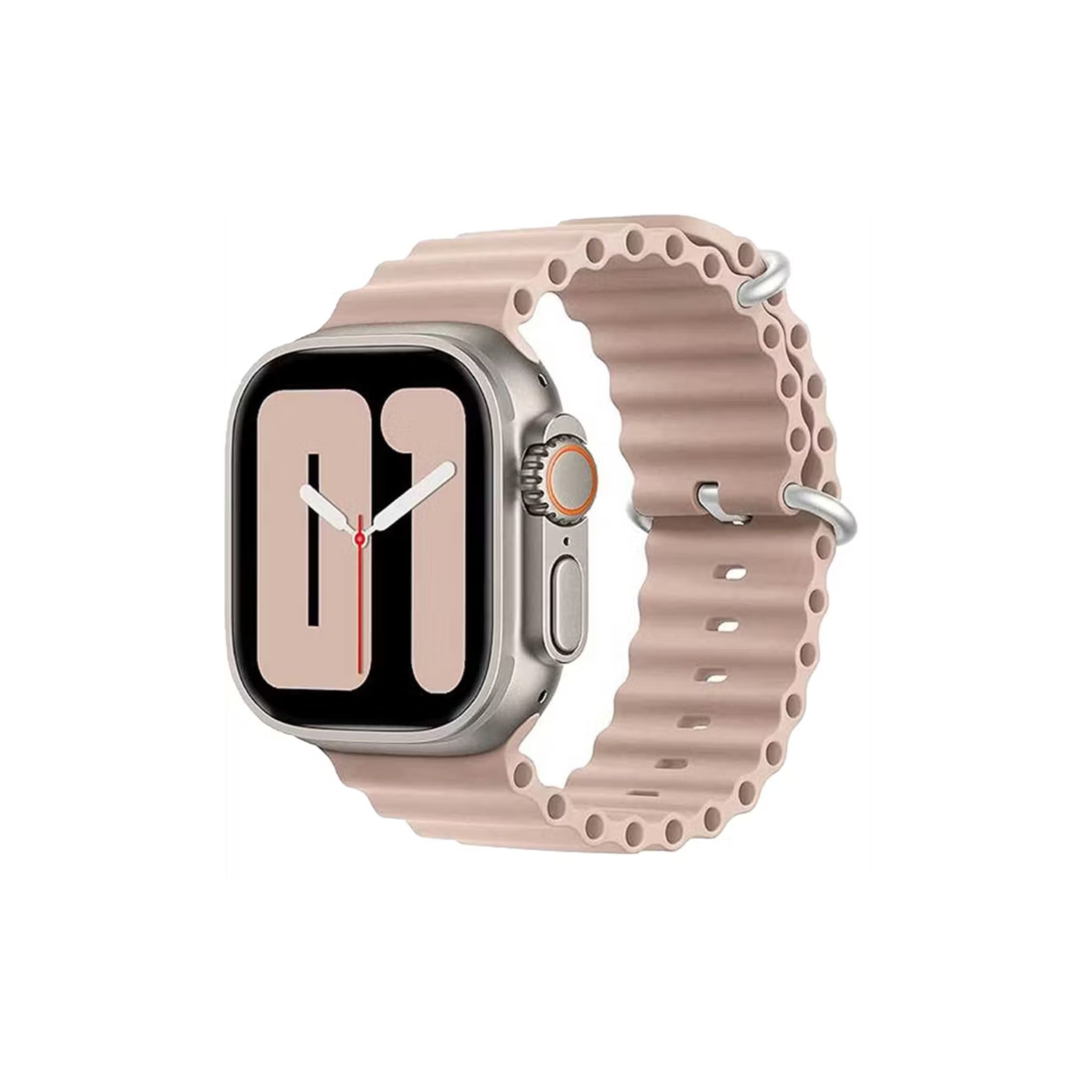 Smartwatch with a beige band on a white background