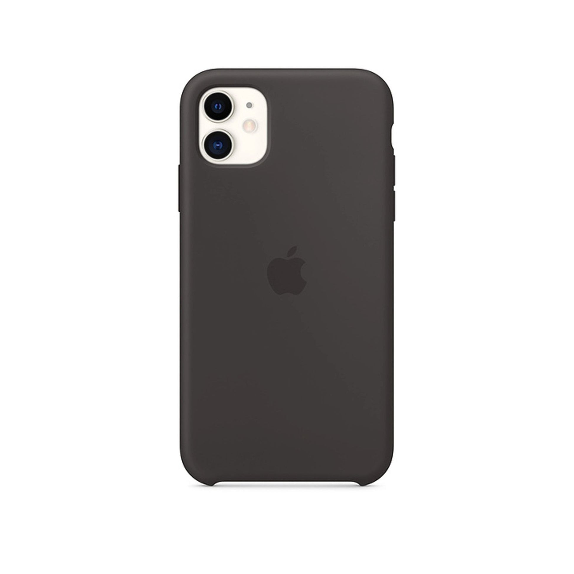 A black silicone case designed by Apple specifically for the iPhone 11.