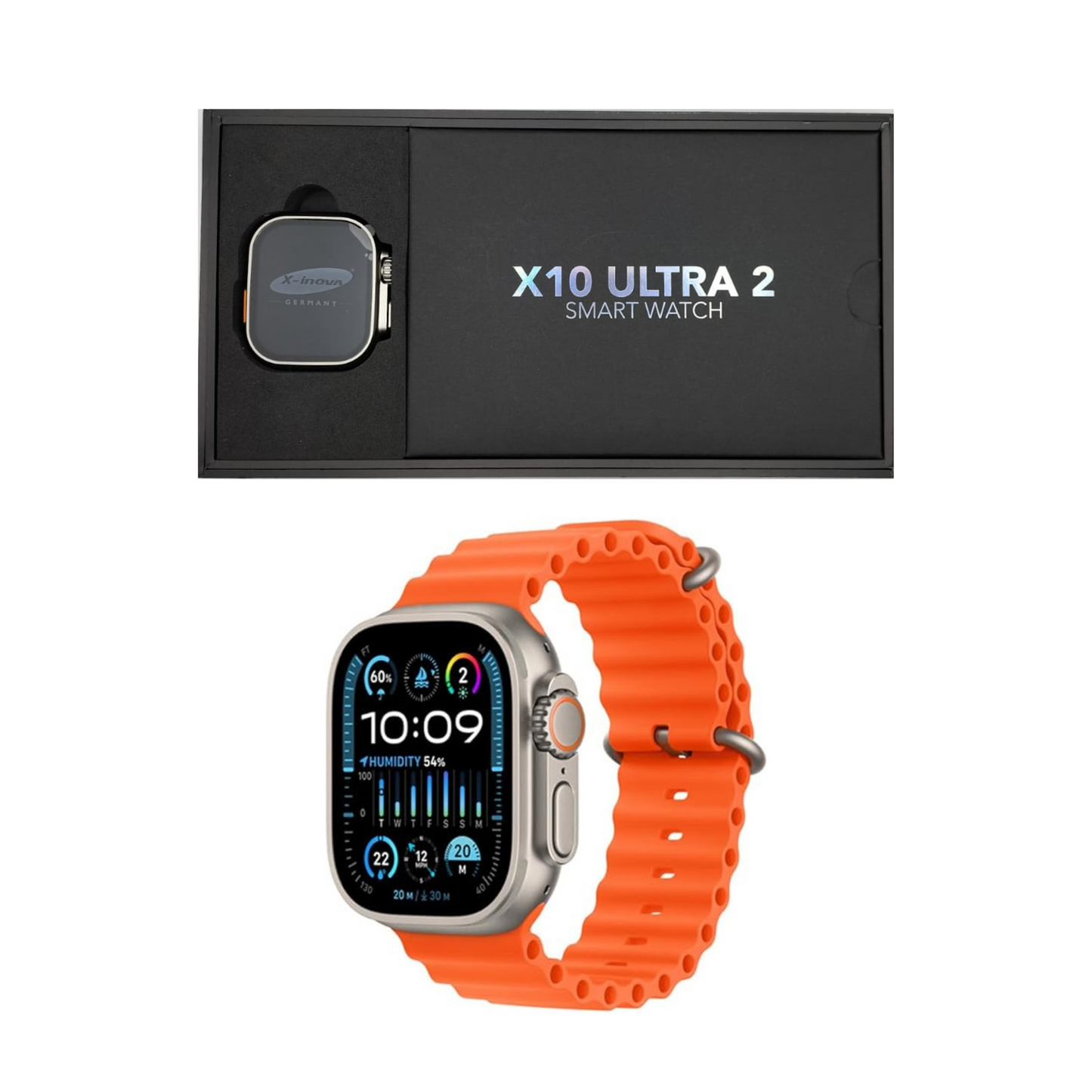 Exclusive X- Inova Ultra Max SmartWatch with FullScreen AMOLED Display 2 Pair Straps and Wireless Charger for Men's and Boys