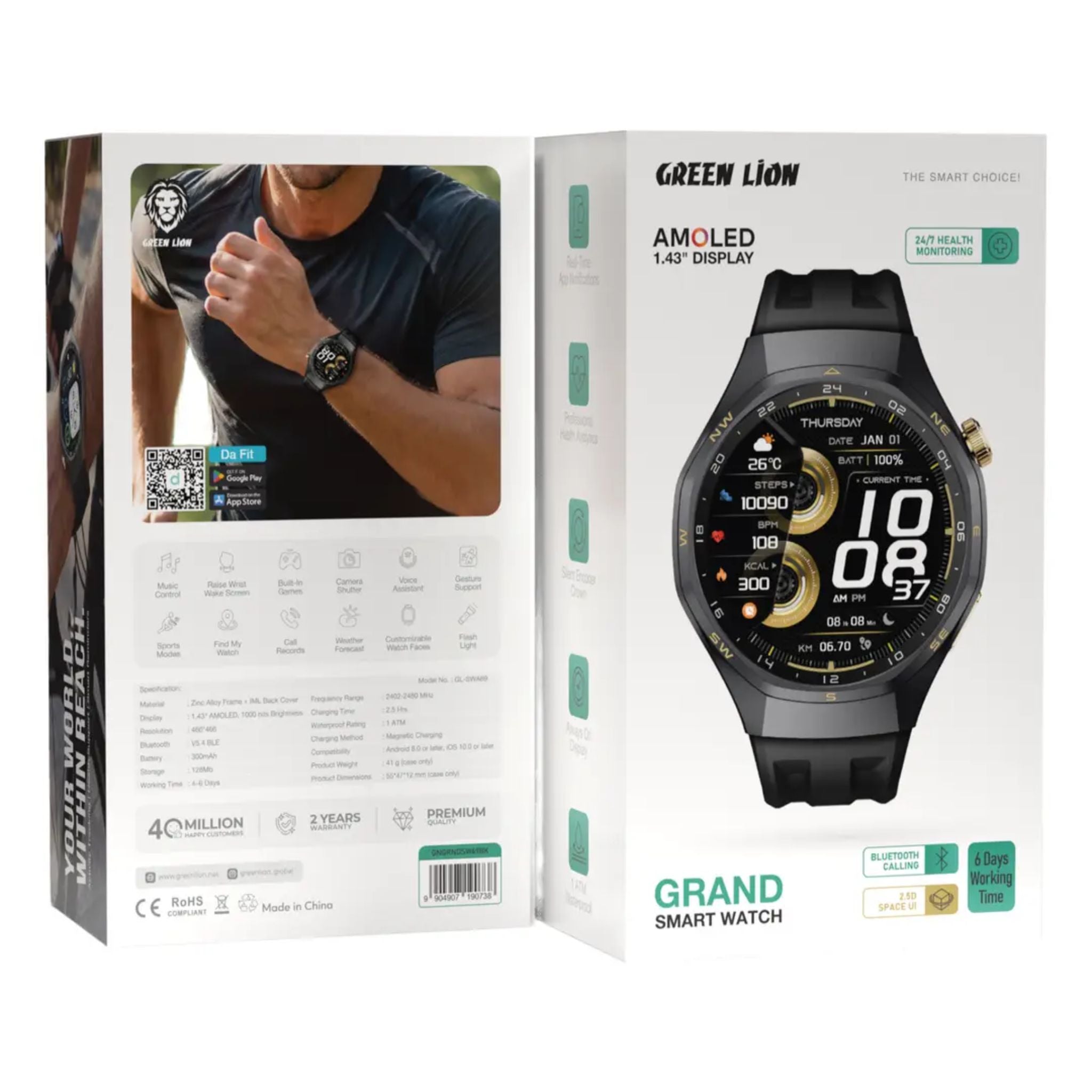 Green Lion Grand Smart Watch - Black