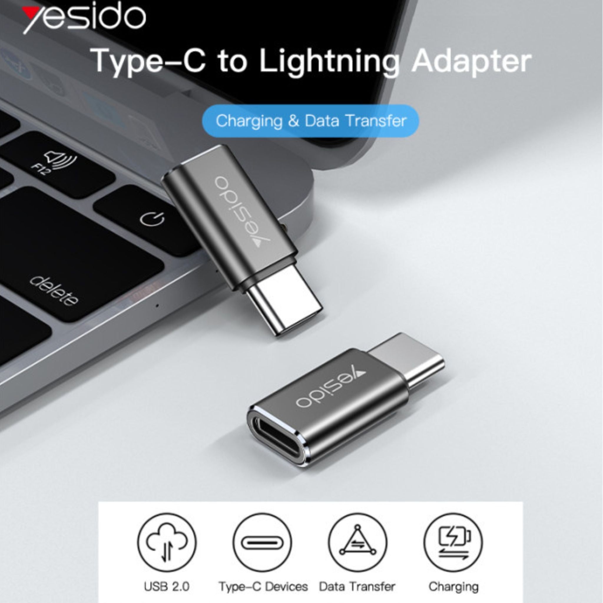 Yesido GS22 Aluminum Alloy Fast Data Transfer Type-C to Lightning OTG Adapter For iPhone iOS