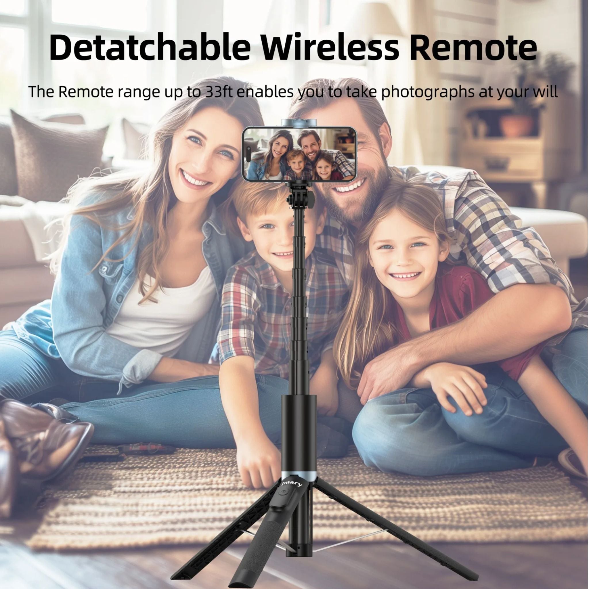 Jmary KT-259, 1.6Meter All-in-One Selfie Stick Tripod_Black