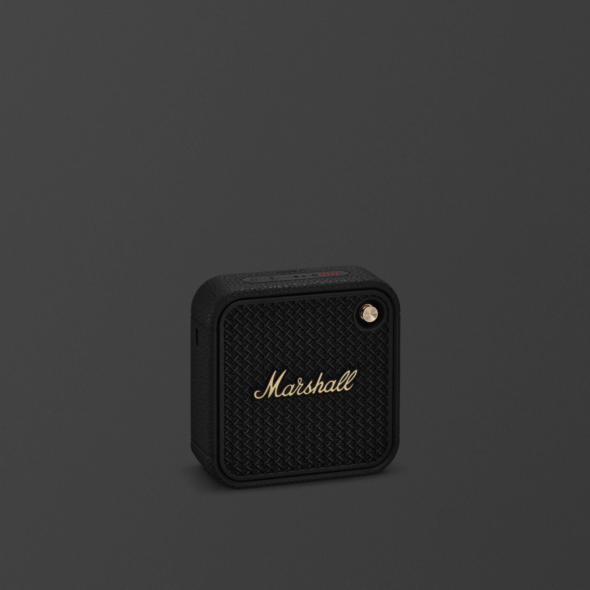 Marshall Willen II Compact Portable Wireless Speaker with Bluetooth Version 5.3, Water Resistant, Fast Charging, 17 Hours Play Time, 2.5 Hours Charging Time, Type-C Charging Port, Built-in Microphone, Lightweight Design - Black / Brass