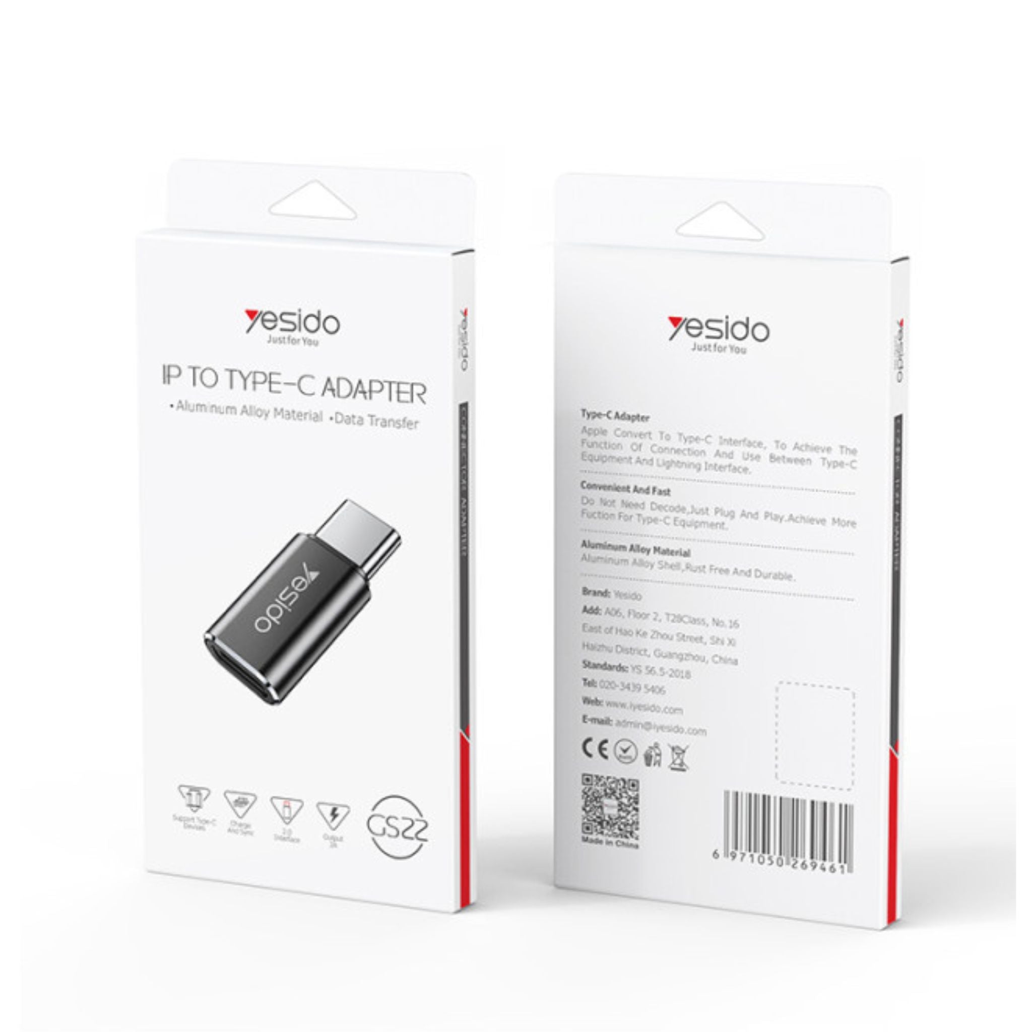 Yesido GS22 Aluminum Alloy Fast Data Transfer Type-C to Lightning OTG Adapter For iPhone iOS