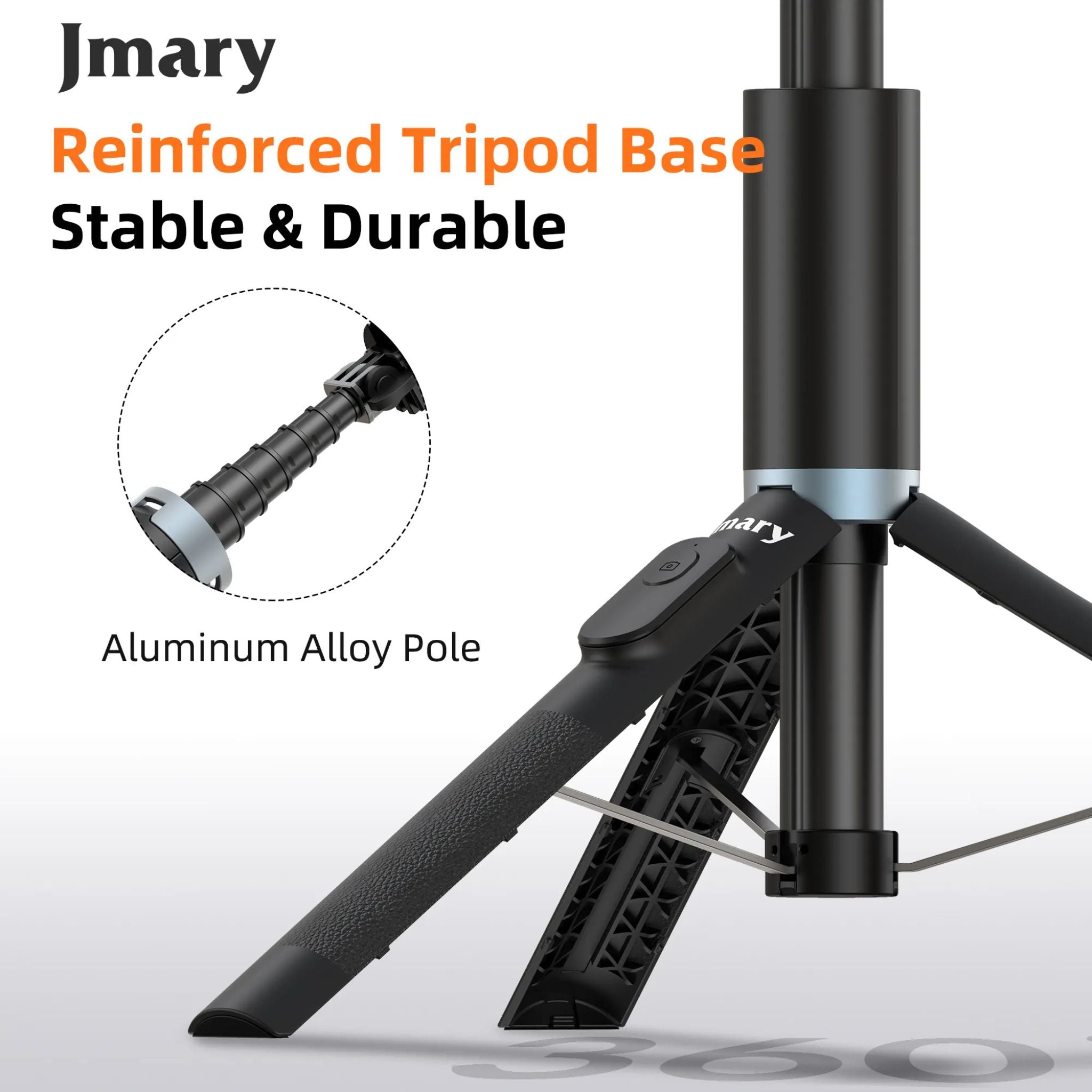 Jmary KT-259, 1.6Meter All-in-One Selfie Stick Tripod_Black