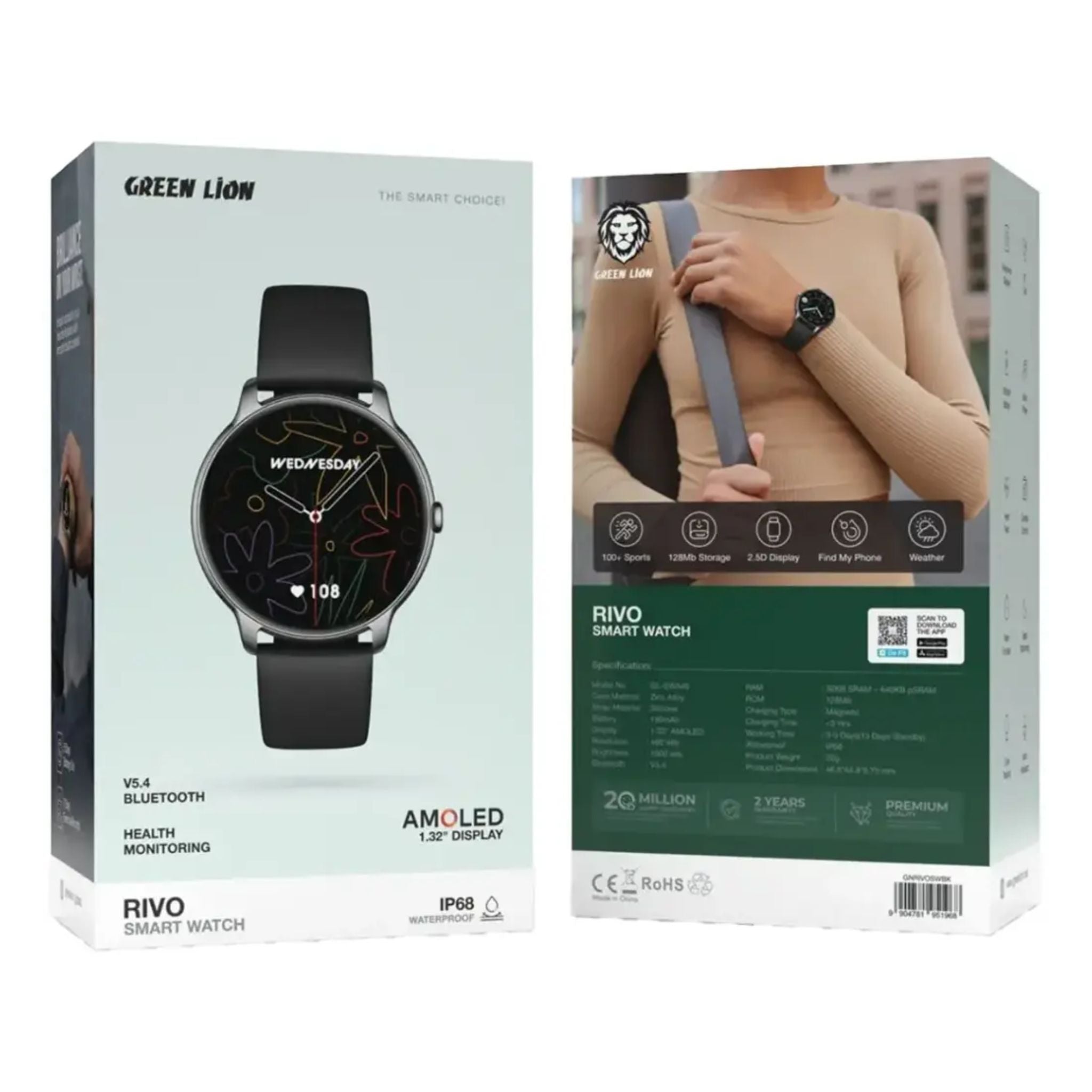 Green Lion Rivo Smart Watch - Black