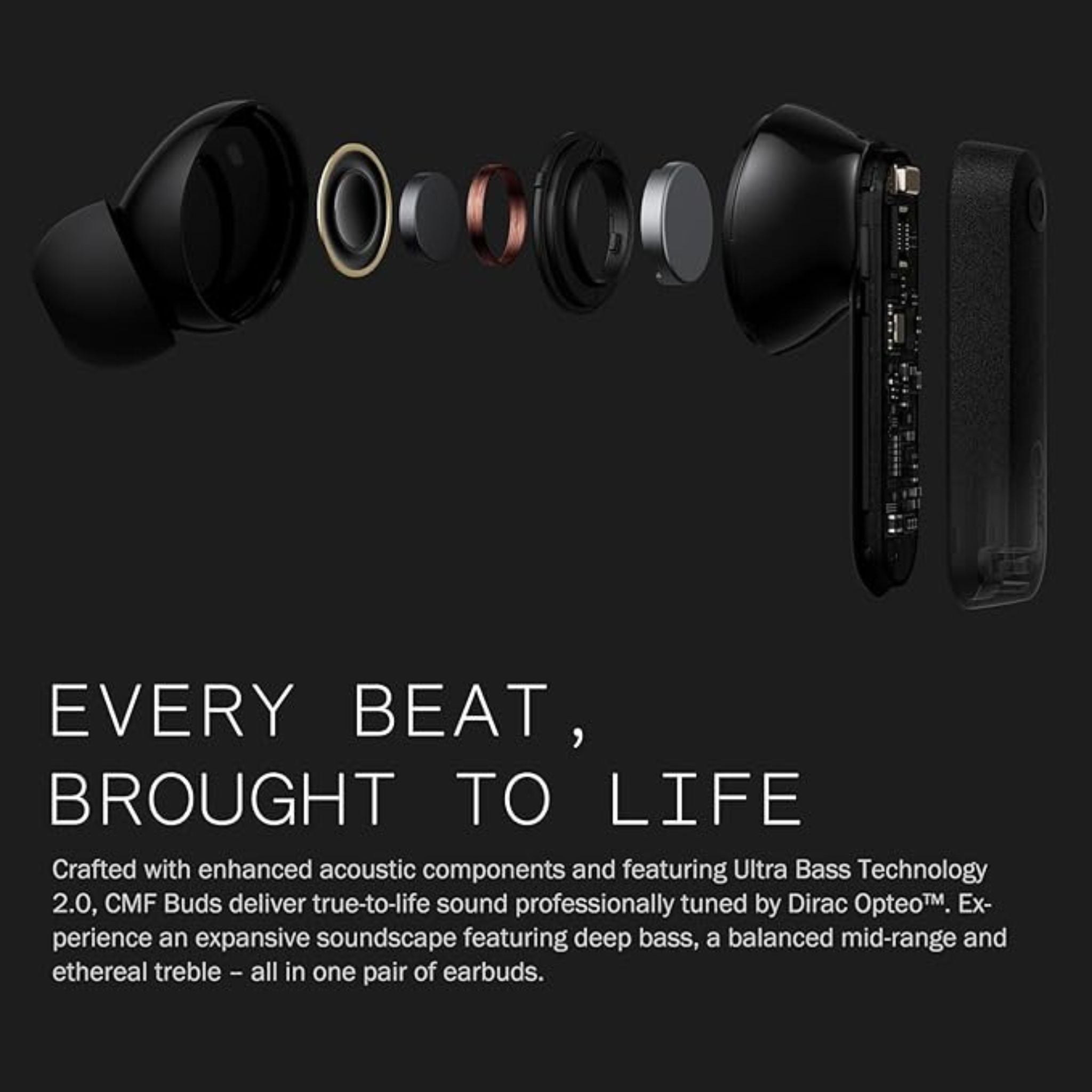 CMF BY NOTHING Buds Wireless Earbuds,42dB Active Noise Cancellation,35.5H Playtime IP54 Waterproof Earphones,Bluetooth 5.3 Dual-Device Connection in Ear Headphones for iPhone & Android_Light Grey