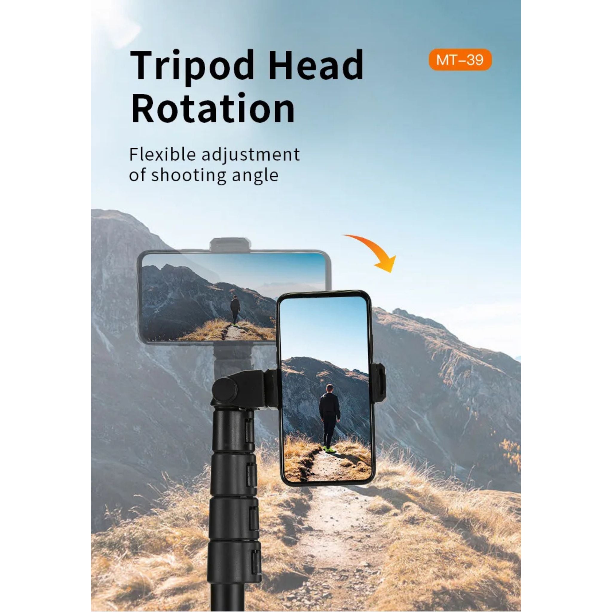Jmary MT-39, Shooting Tripod (Aluminum+Iron+ABS),Aluminum Extendable Cell Phone Tripod Stand with Selfie Stick Tripod and Phone Clip