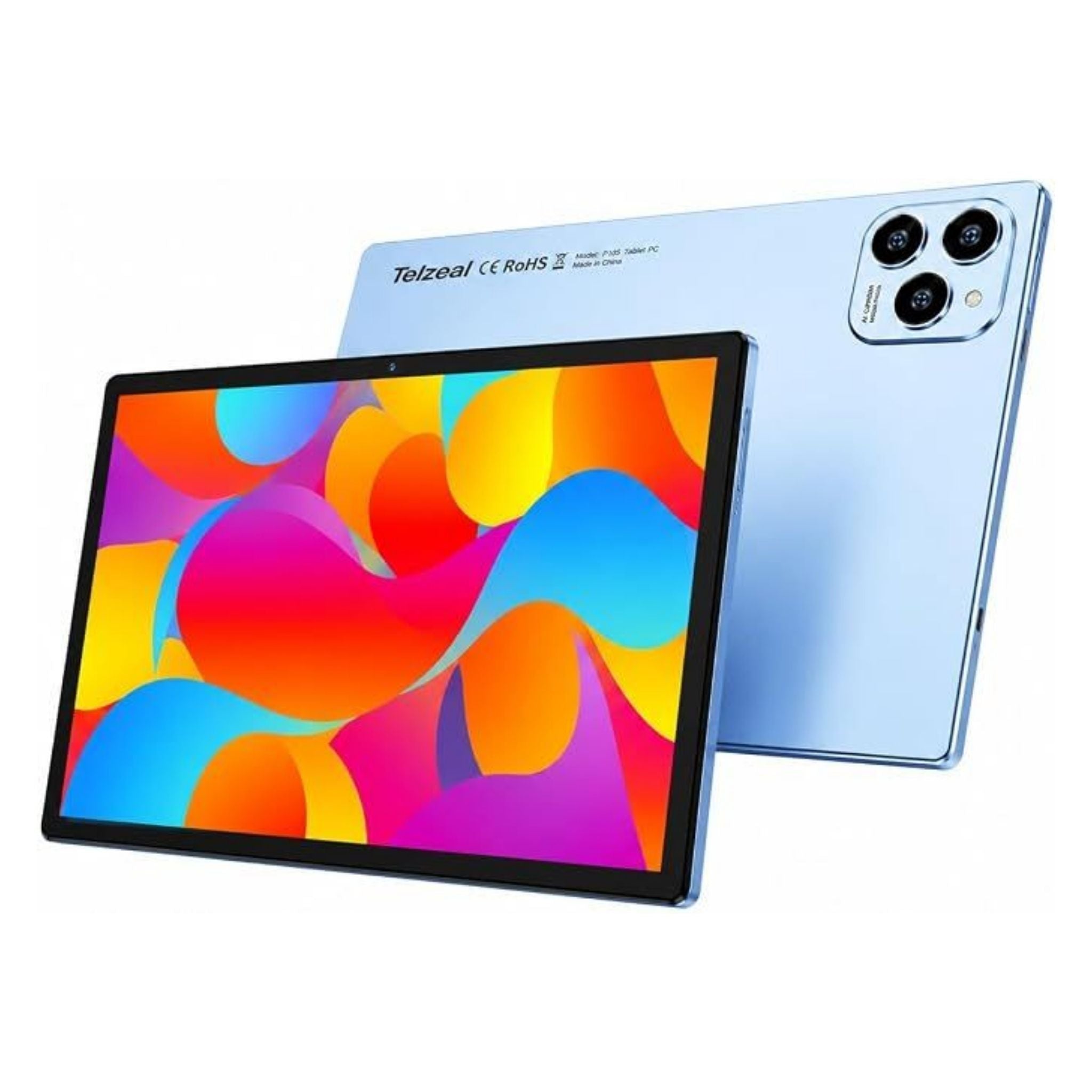 Telzeal P102 Tablet PC 10.1 Inch IPS HD Display, 8GB RAM 512GB Storage, Android 13, Dual SIM, 10000mAh Battery with Keyboard, Mouse & Touch Pen - Blue