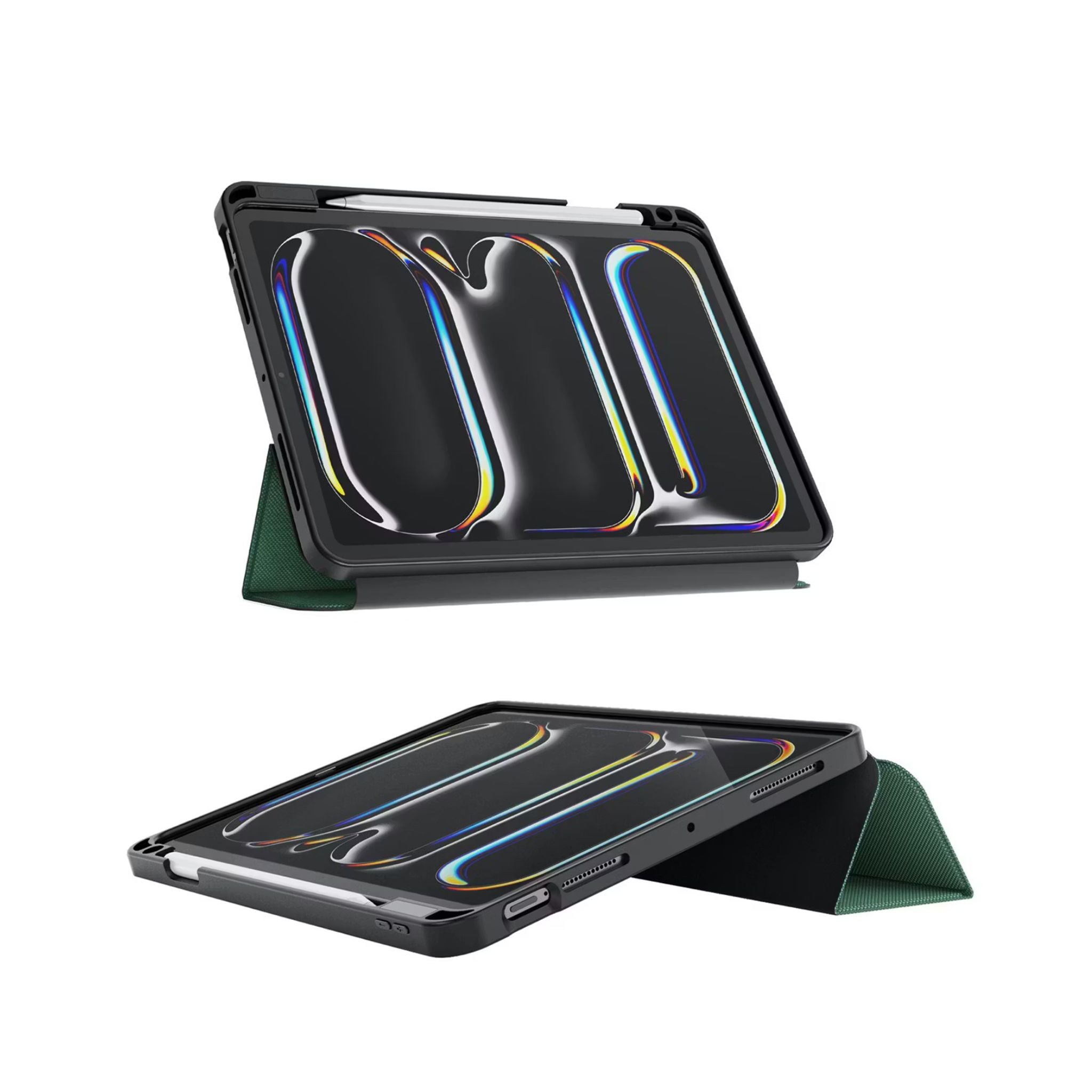 Green Lion Hogo Premium Case with Pencil Holder for iPad Pro 11", Ultra Slim Fit, Stable Tri-Fold Stand, Built-in Pencil Holder, Magnetic Smart Cover, Auto Sleep/Wake - Green