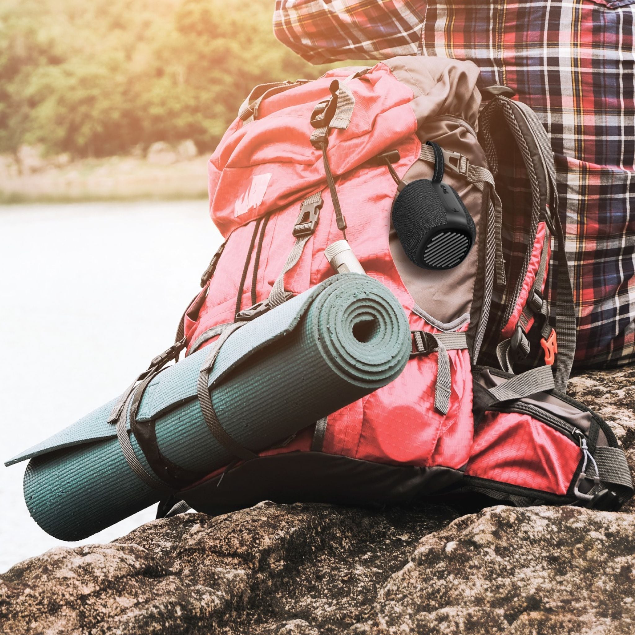 Green Lion Pristone Wireless Speaker, 1200mAh Battery Capacity, 6-7 Hours Play Time, Type-C Charging Port, Waterproof, RGB Light & Multiple Lighting Effects, 10m Bluetooth Distance - Black