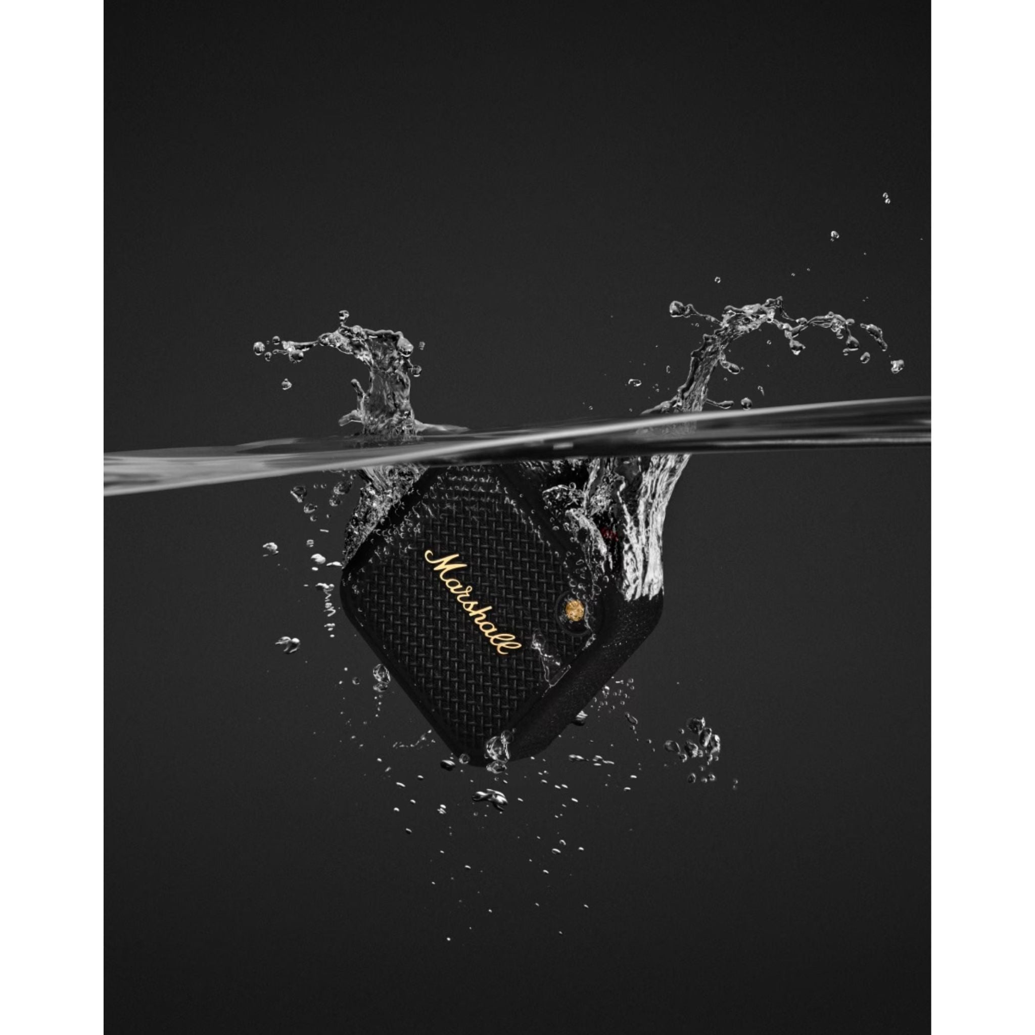 Marshall Willen II Compact Portable Wireless Speaker with Bluetooth Version 5.3, Water Resistant, Fast Charging, 17 Hours Play Time, 2.5 Hours Charging Time, Type-C Charging Port, Built-in Microphone, Lightweight Design - Black / Brass